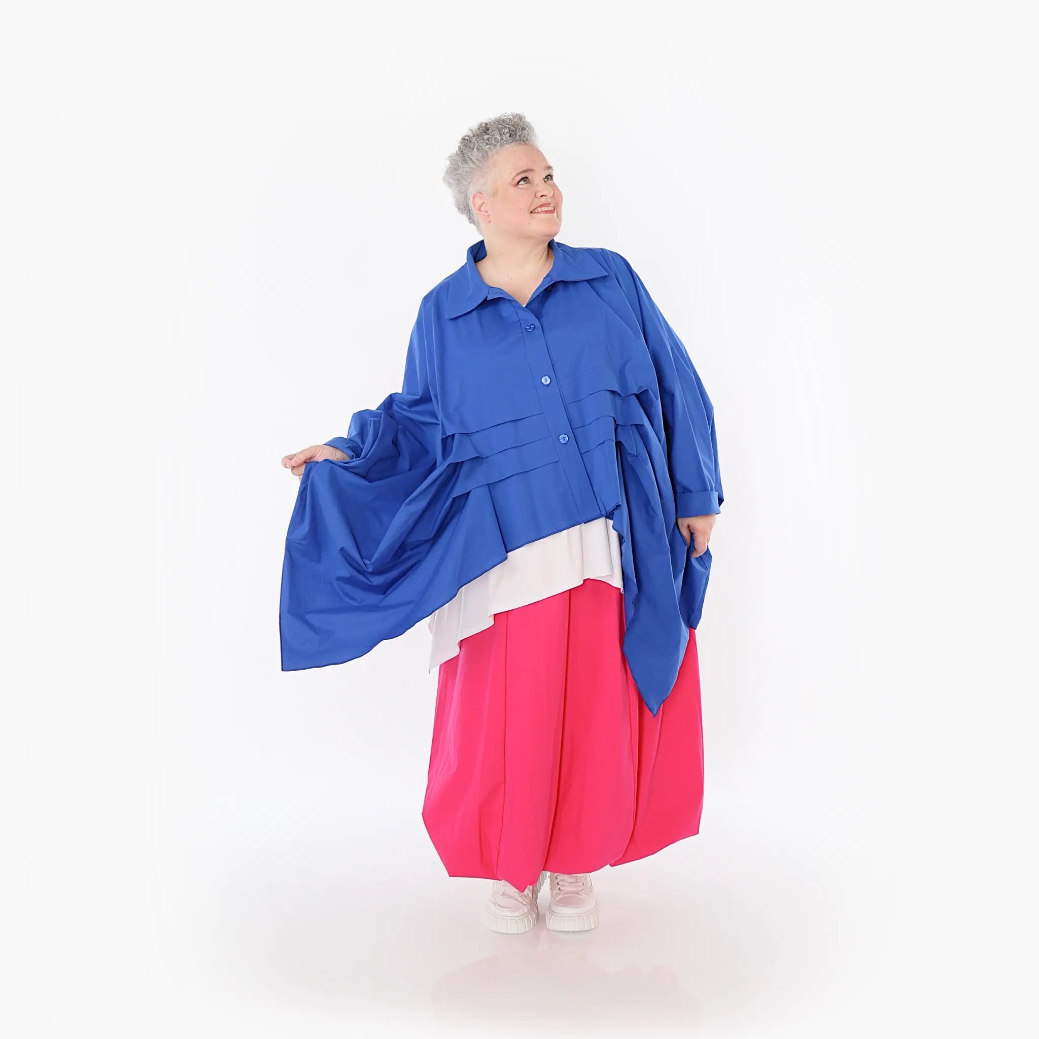  Zipfel Bluse von AKH Fashion aus Baumwolle, 1482.07080, Royalblau, Ausgefallen, Zeitlos