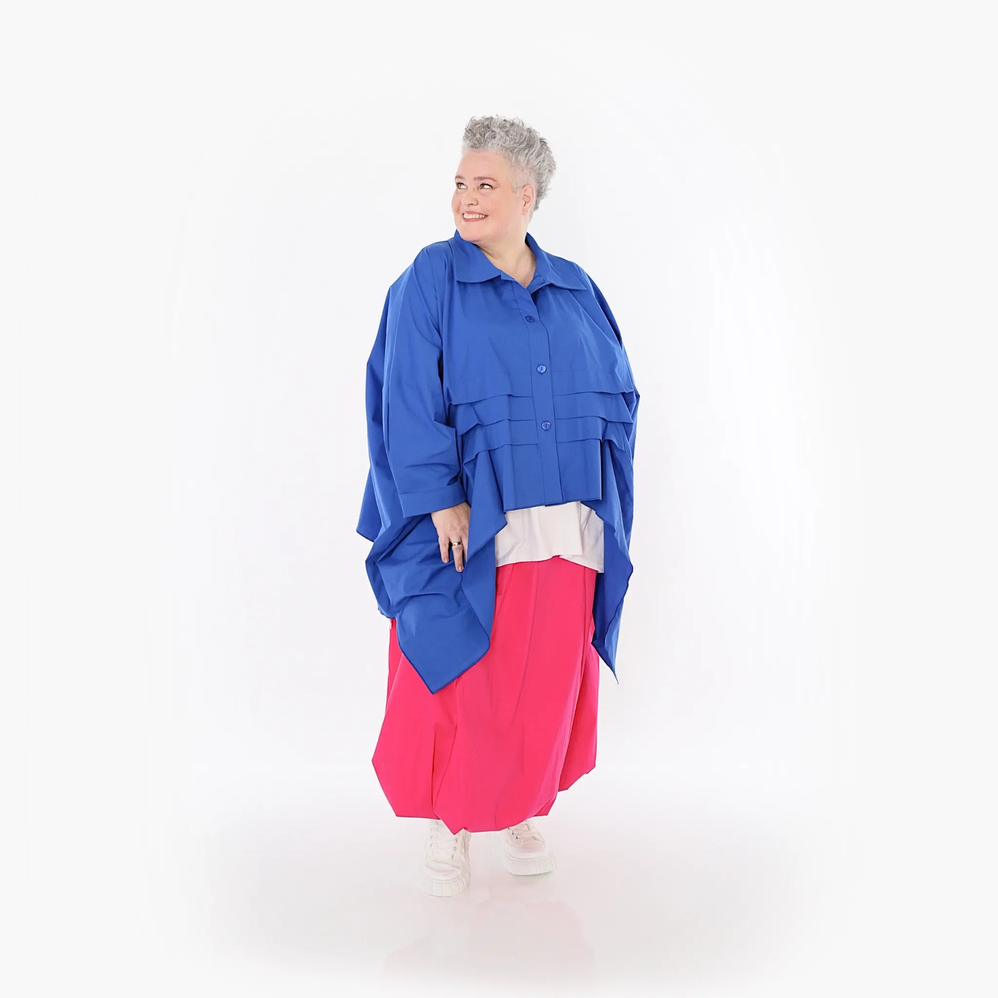  Zipfel Bluse von AKH Fashion aus Baumwolle, 1482.07080, Royalblau, Ausgefallen, Zeitlos
