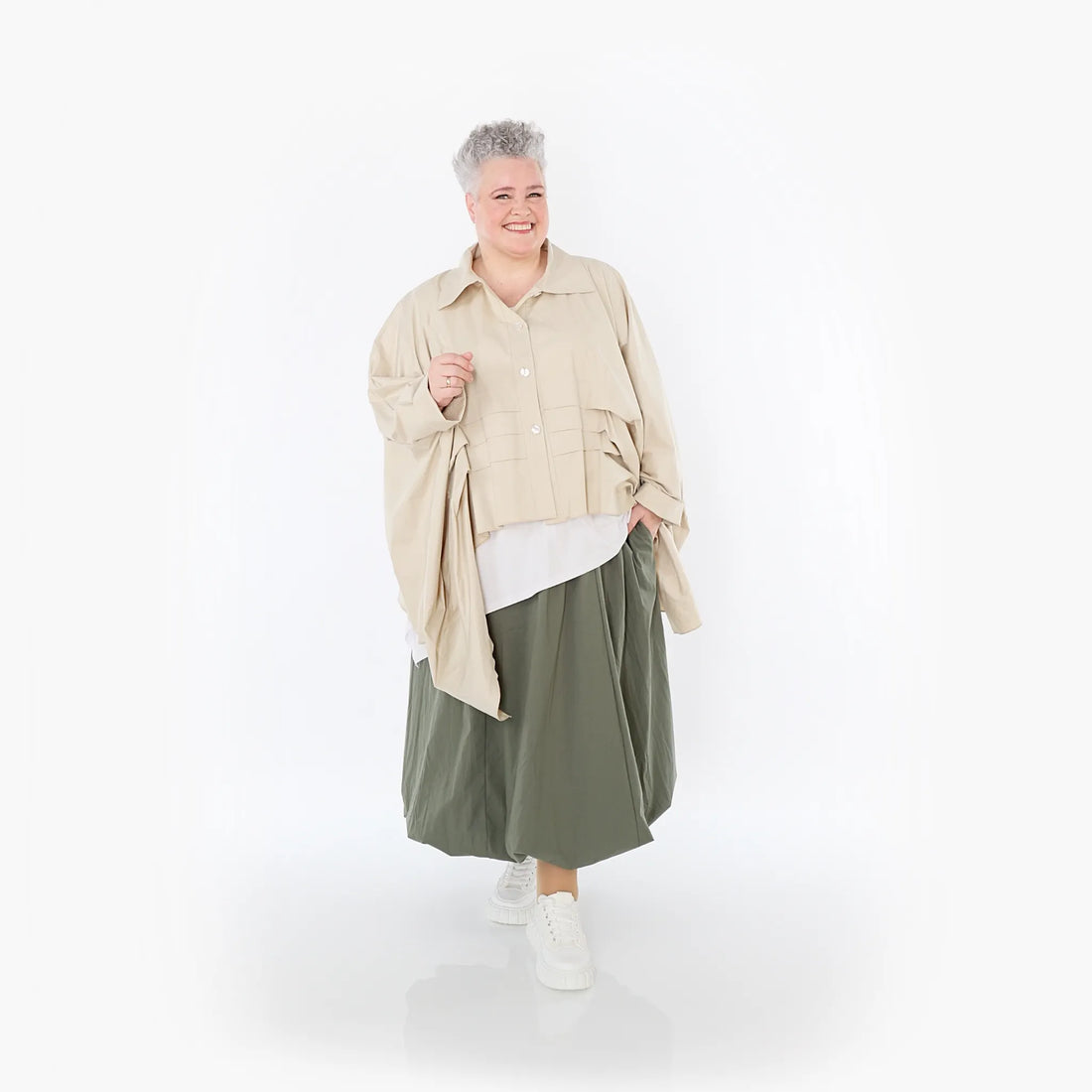  Ballonrock von AKH Fashion aus Baumwolle, 1482.07081, Khaki, Ausgefallen, Zeitlos, Schick