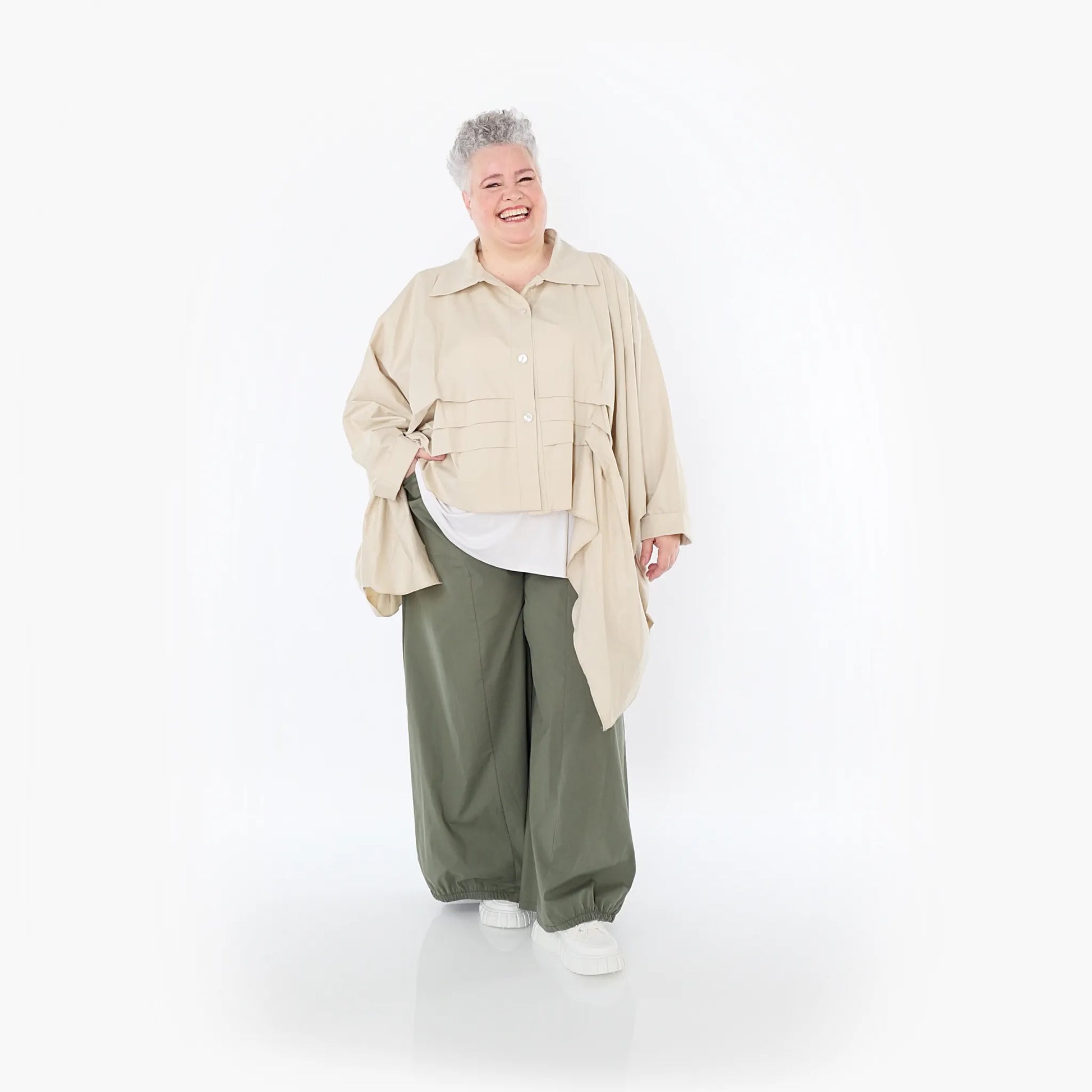  Ballonhose von AKH Fashion aus Baumwolle, 1482.07083, Khaki, Ausgefallen, Zeitlos, Schick