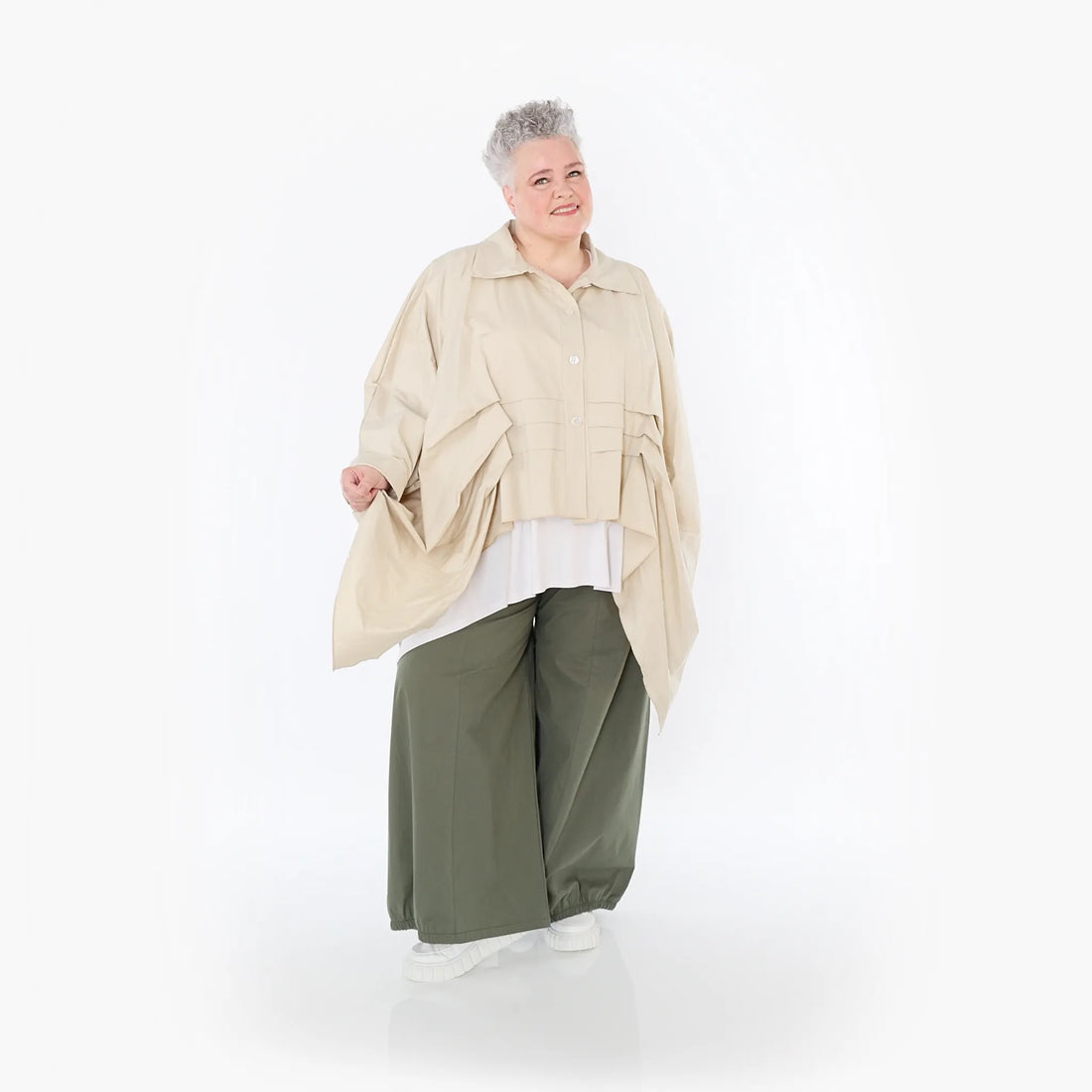  Ballonhose von AKH Fashion aus Baumwolle, 1482.07083, Khaki, Ausgefallen, Zeitlos, Schick