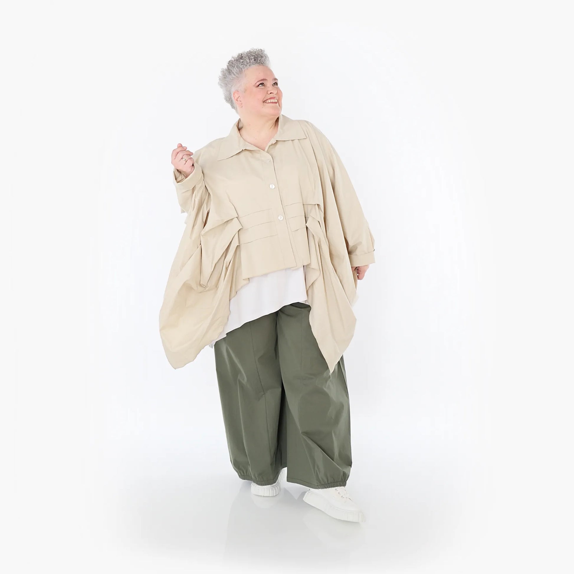  Ballonhose von AKH Fashion aus Baumwolle, 1482.07083, Khaki, Ausgefallen, Zeitlos, Schick