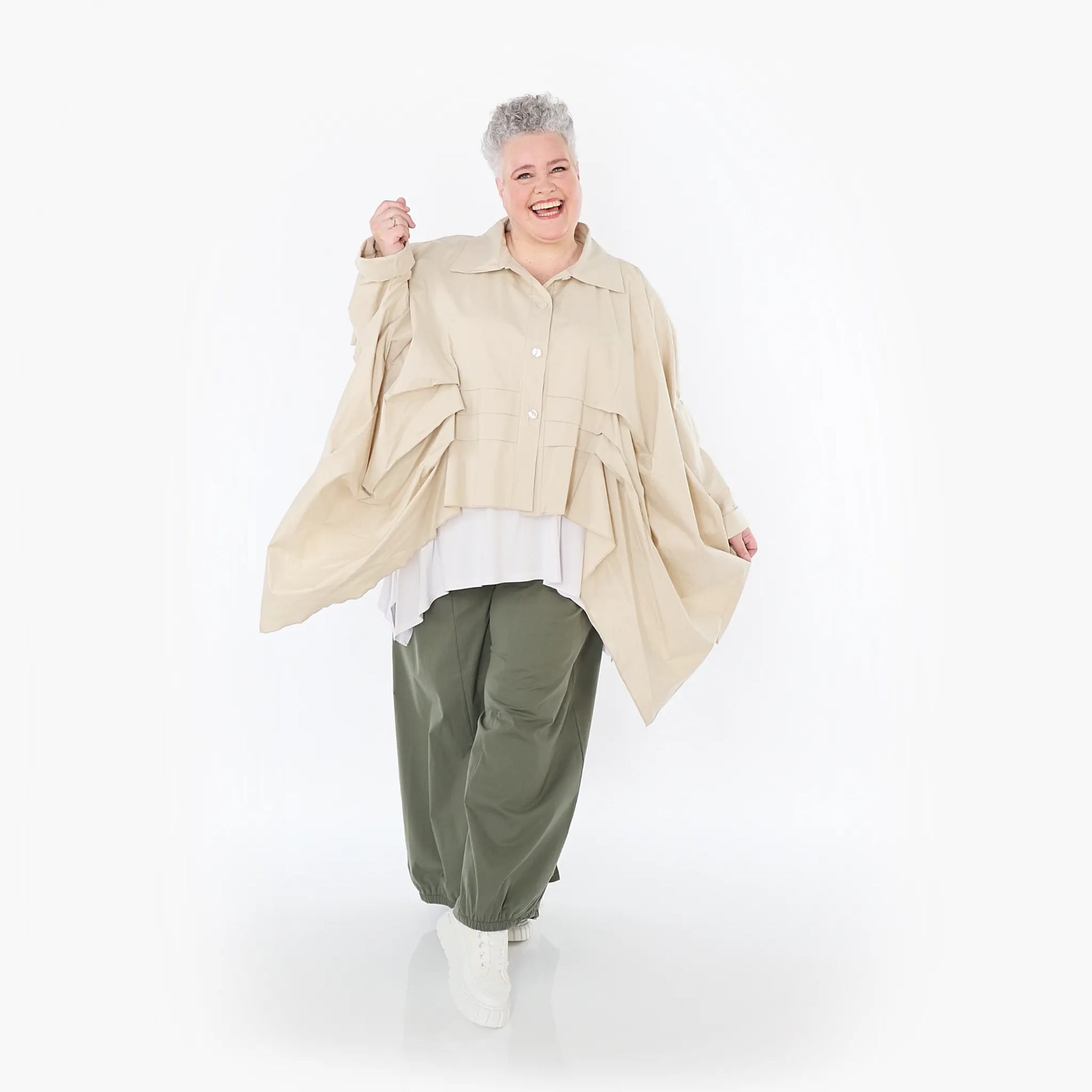  Ballonhose von AKH Fashion aus Baumwolle, 1482.07083, Khaki, Ausgefallen, Zeitlos, Schick