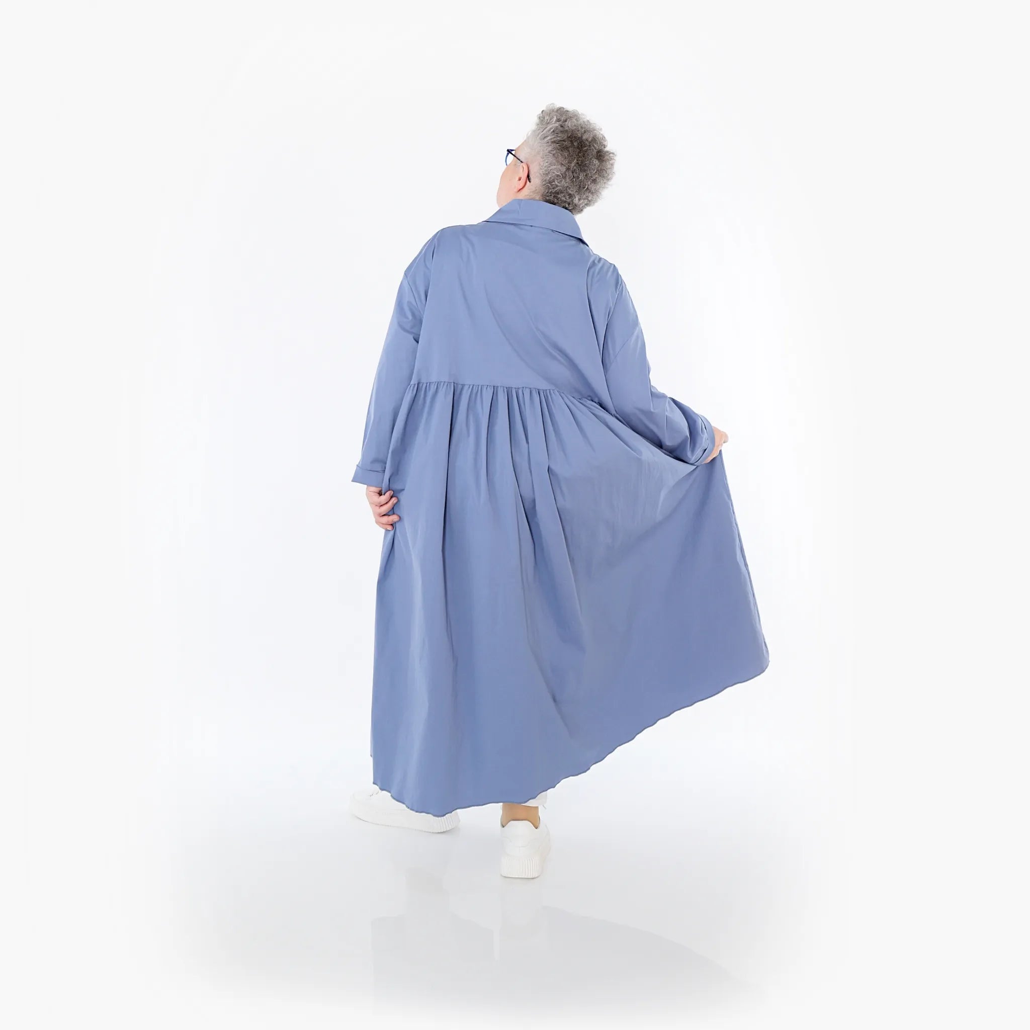  A-Form Mantel von AKH Fashion aus Baumwolle, 1482.07084, Azurblau, Ausgefallen, Zeitlos