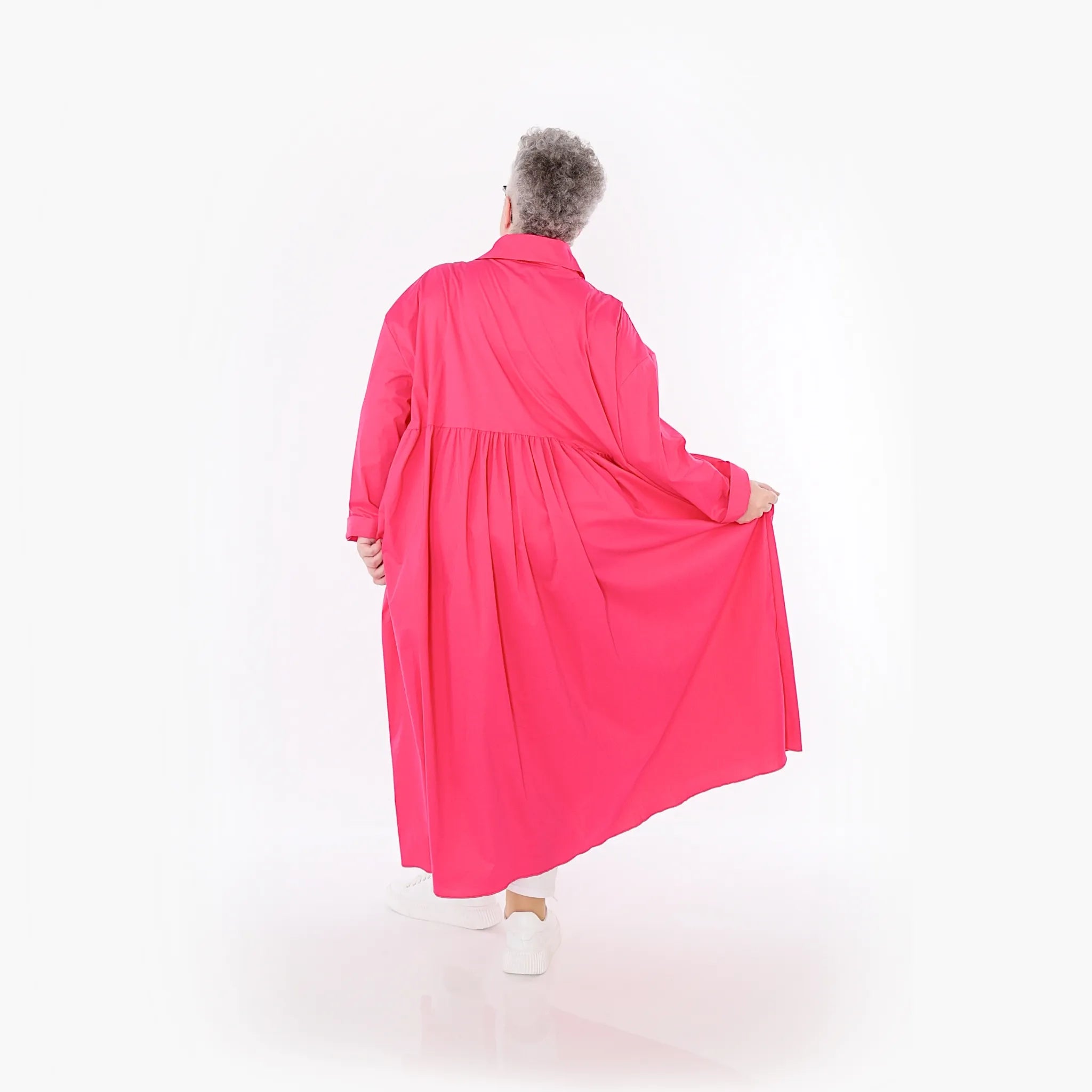 A-Form Mantel von AKH Fashion aus Baumwolle, 1482.07084, Fuchsia, Ausgefallen, Zeitlos