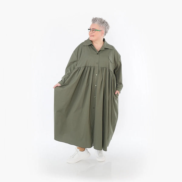  A-Form Mantel von AKH Fashion aus Baumwolle, 1482.07084, Khaki, Ausgefallen, Zeitlos