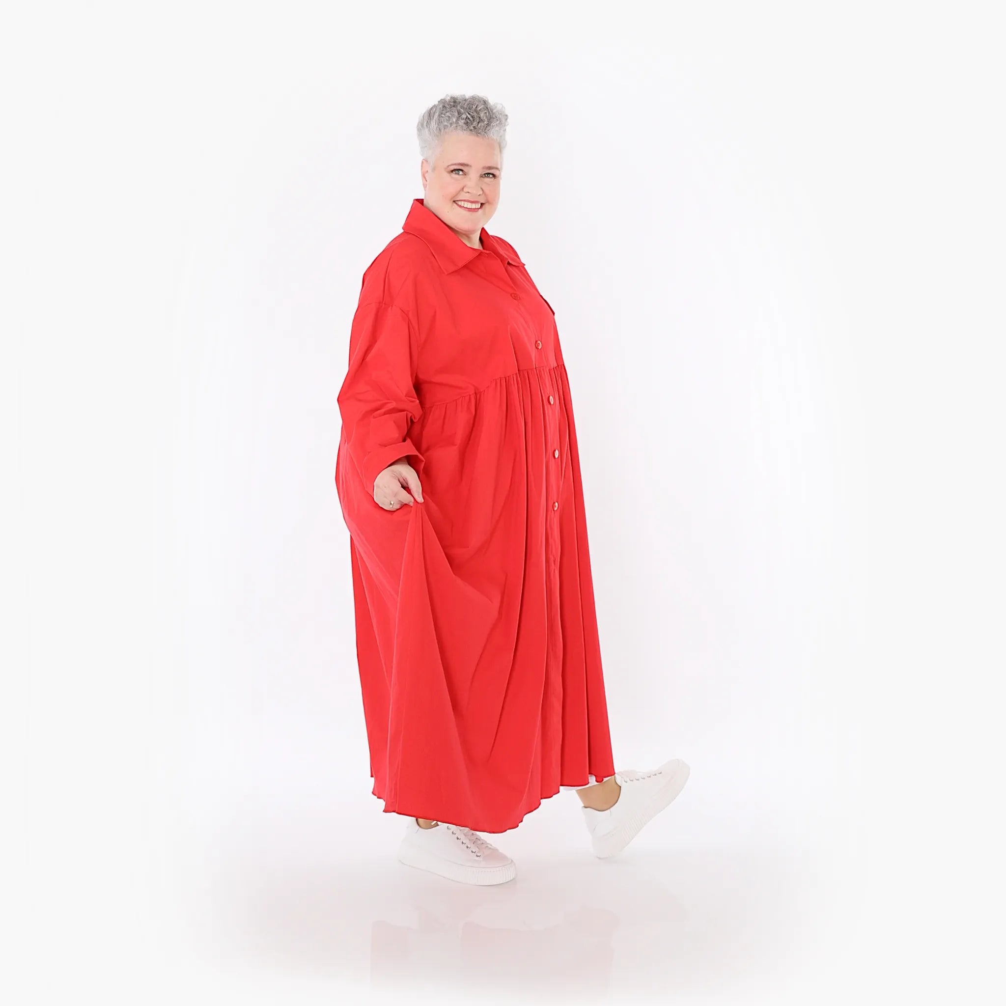 A-Form Mantel von AKH Fashion aus Baumwolle, 1482.07084, Rot, Ausgefallen, Zeitlos, Schick
