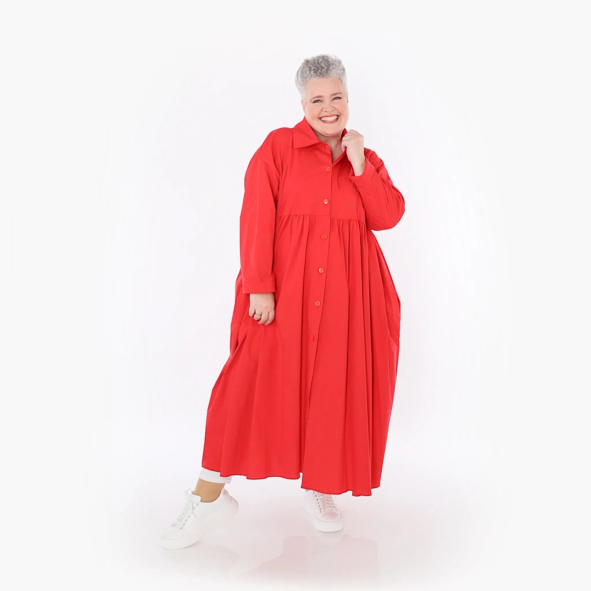 A-Form Mantel von AKH Fashion aus Baumwolle, 1482.07084, Rot, Ausgefallen, Zeitlos, Schick
