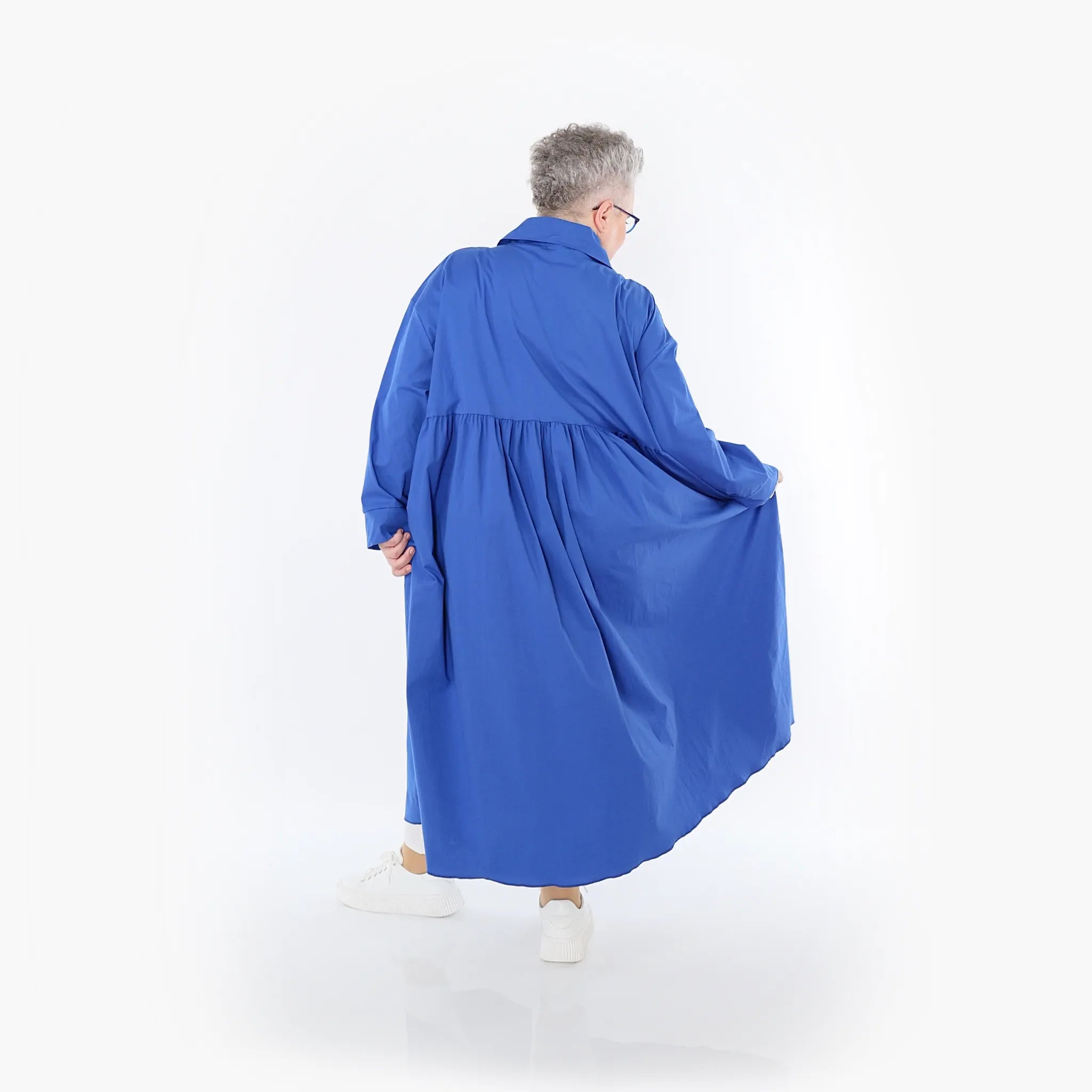 A-Form Mantel von AKH Fashion aus Baumwolle, 1482.07084, Royalblau, Ausgefallen, Zeitlos