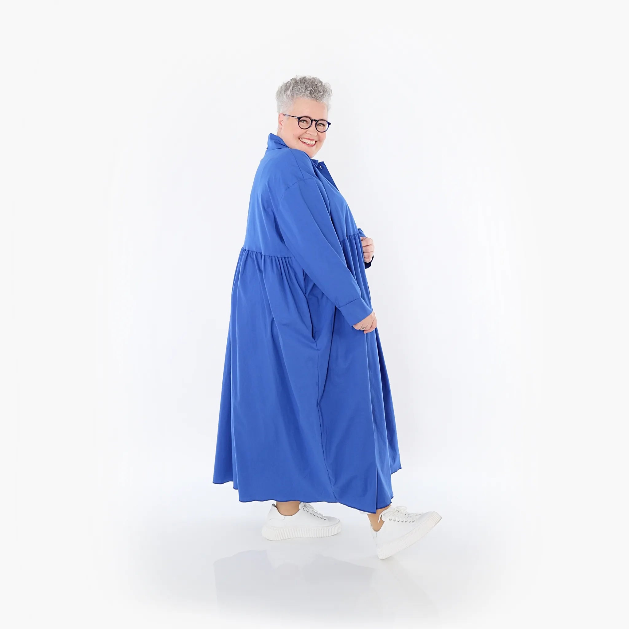 A-Form Mantel von AKH Fashion aus Baumwolle, 1482.07084, Royalblau, Ausgefallen, Zeitlos
