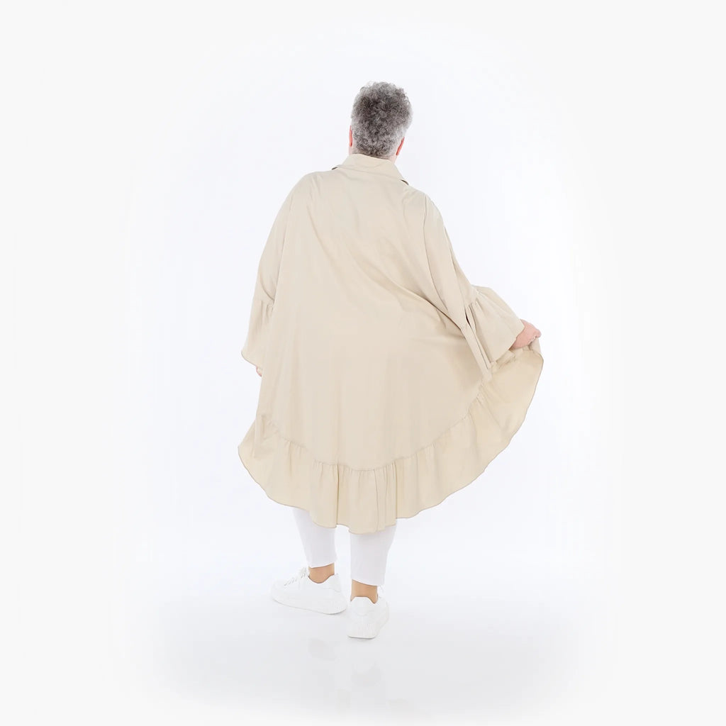  AKH Fashion Bluse in gerundeter Form, aus Baumwolle, 1482.07085, Beige, Ausgefallen