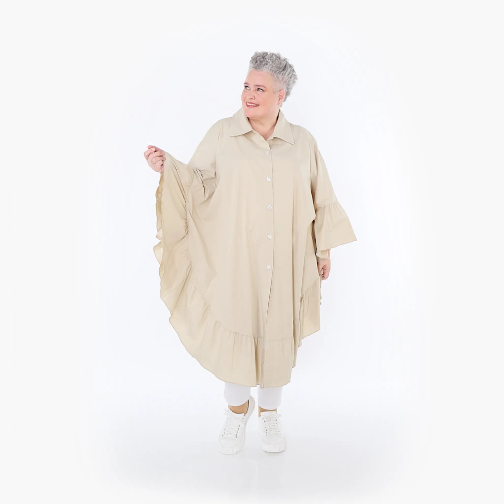  AKH Fashion Bluse in gerundeter Form, aus Baumwolle, 1482.07085, Beige, Ausgefallen