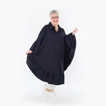 AKH Fashion Bluse in gerundeter Form, aus Baumwolle, 1482.07085, Marine, Ausgefallen