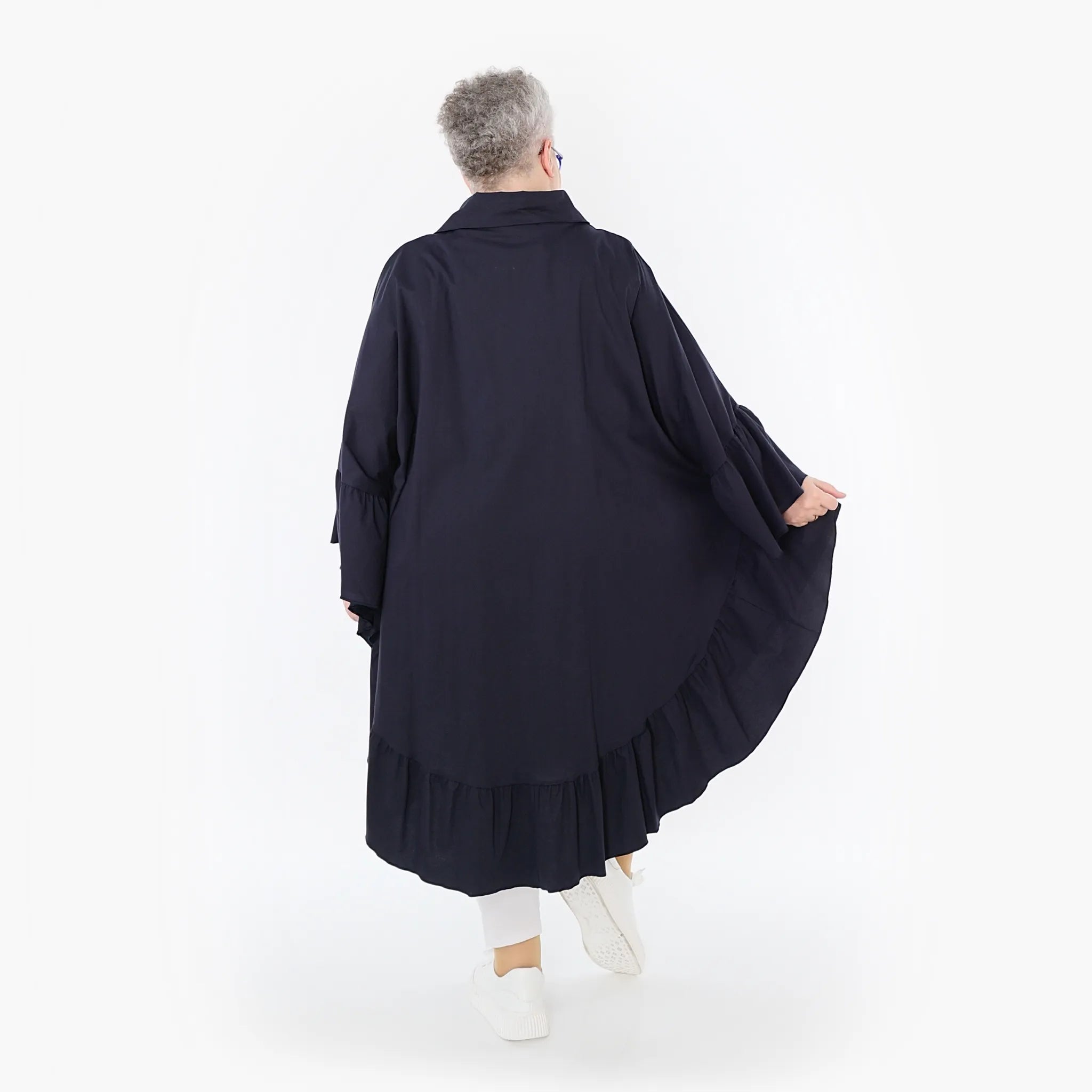 AKH Fashion Bluse in gerundeter Form, aus Baumwolle, 1482.07085, Marine, Ausgefallen