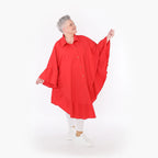  AKH Fashion Bluse in gerundeter Form, aus Baumwolle, 1482.07085, Rot, Ausgefallen, Zeitlos