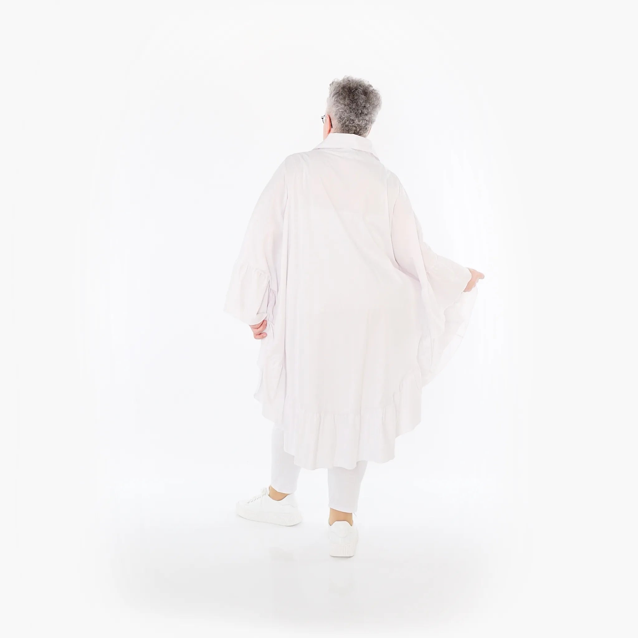 AKH Fashion Bluse in gerundeter Form, aus Baumwolle, 1482.07085, Weiß, Ausgefallen, Schick