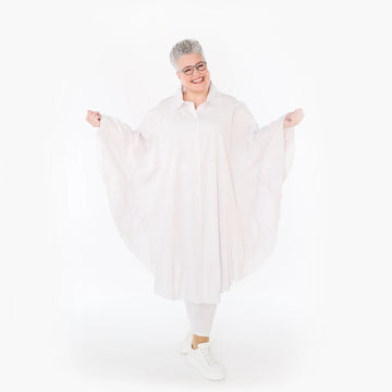 AKH Fashion Bluse in gerundeter Form, aus Baumwolle, 1482.07085, Weiß, Ausgefallen, Schick