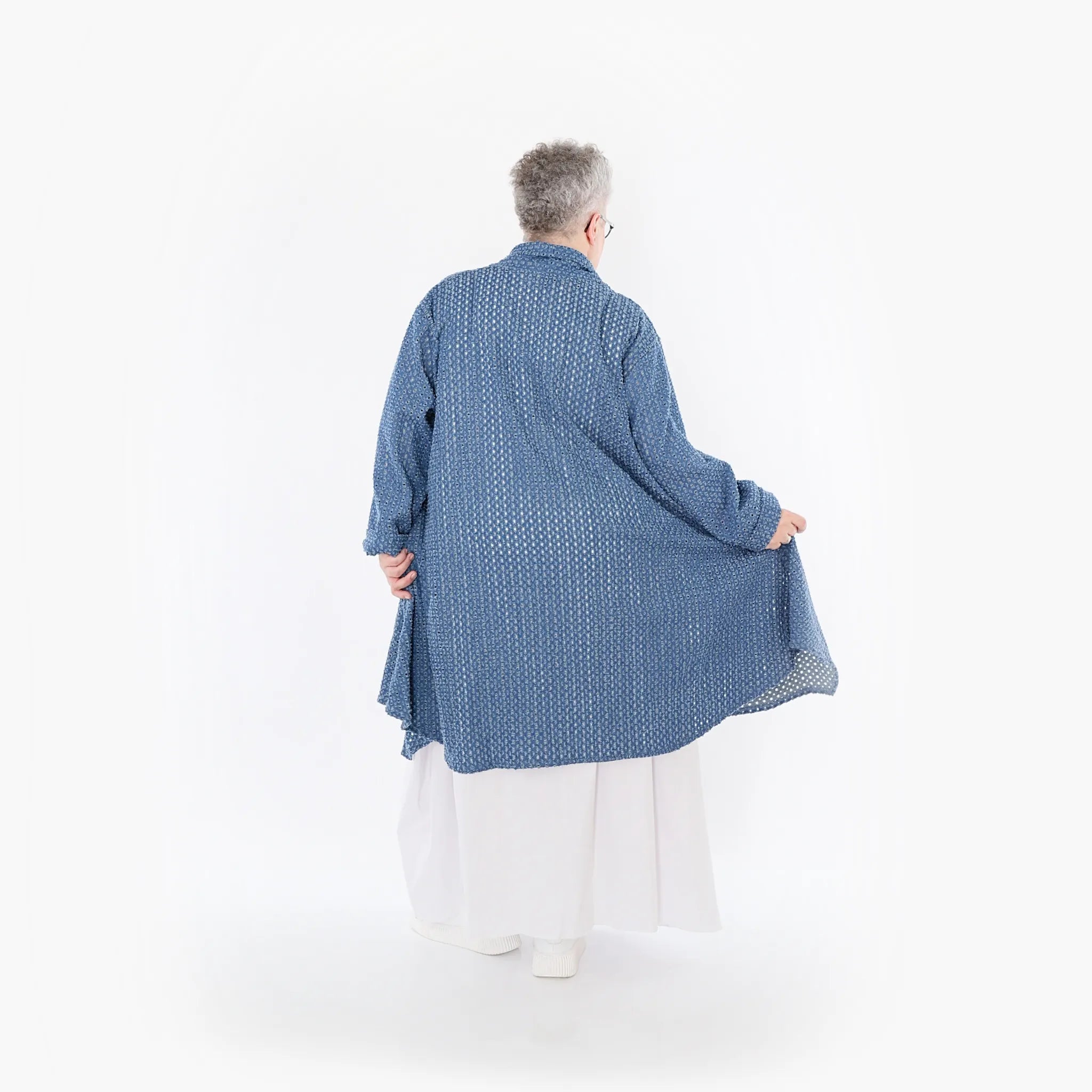 A-Form Cardigan von AKH Fashion aus Baumwolle, 1483.07040, Jeansblau, Ausgefallen, Zeitlos
