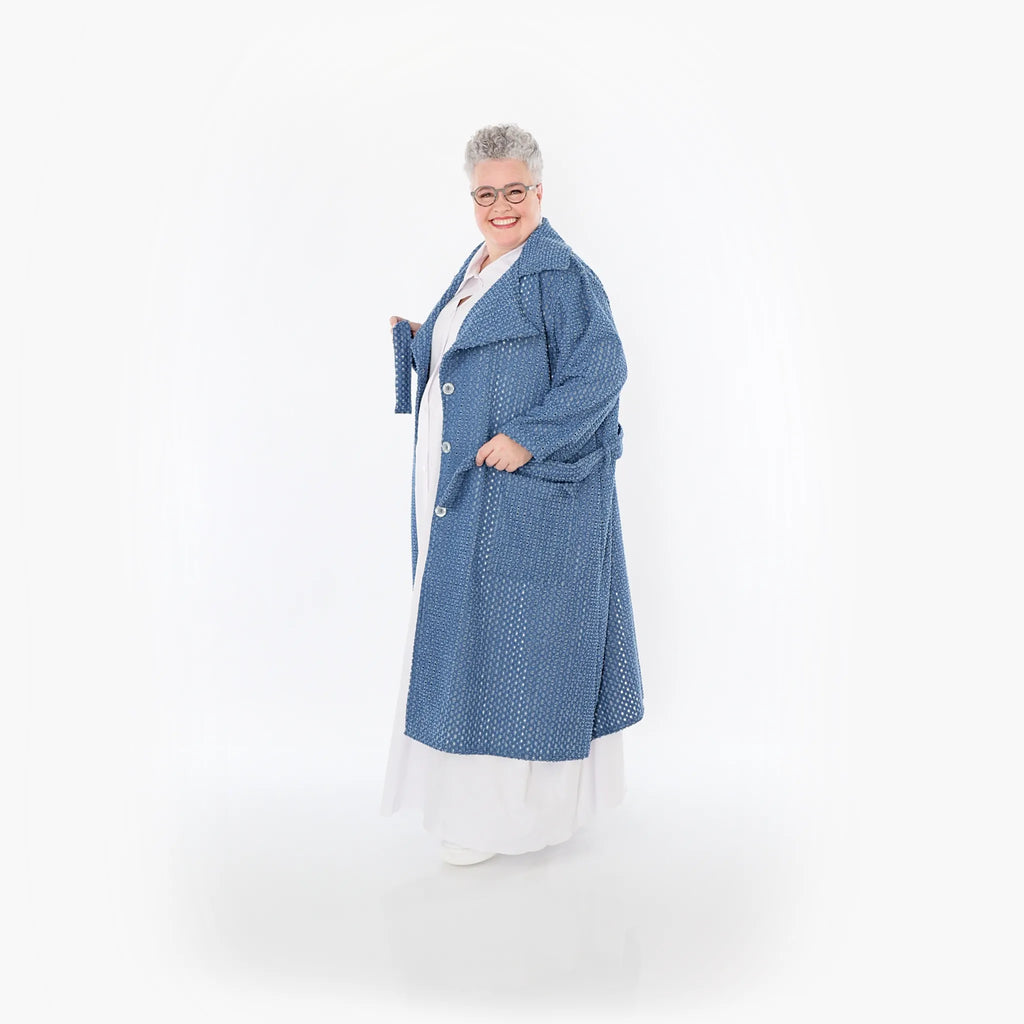  A-Form Mantel von AKH Fashion aus Baumwolle, 1483.07088, Jeansblau, Ausgefallen, Zeitlos