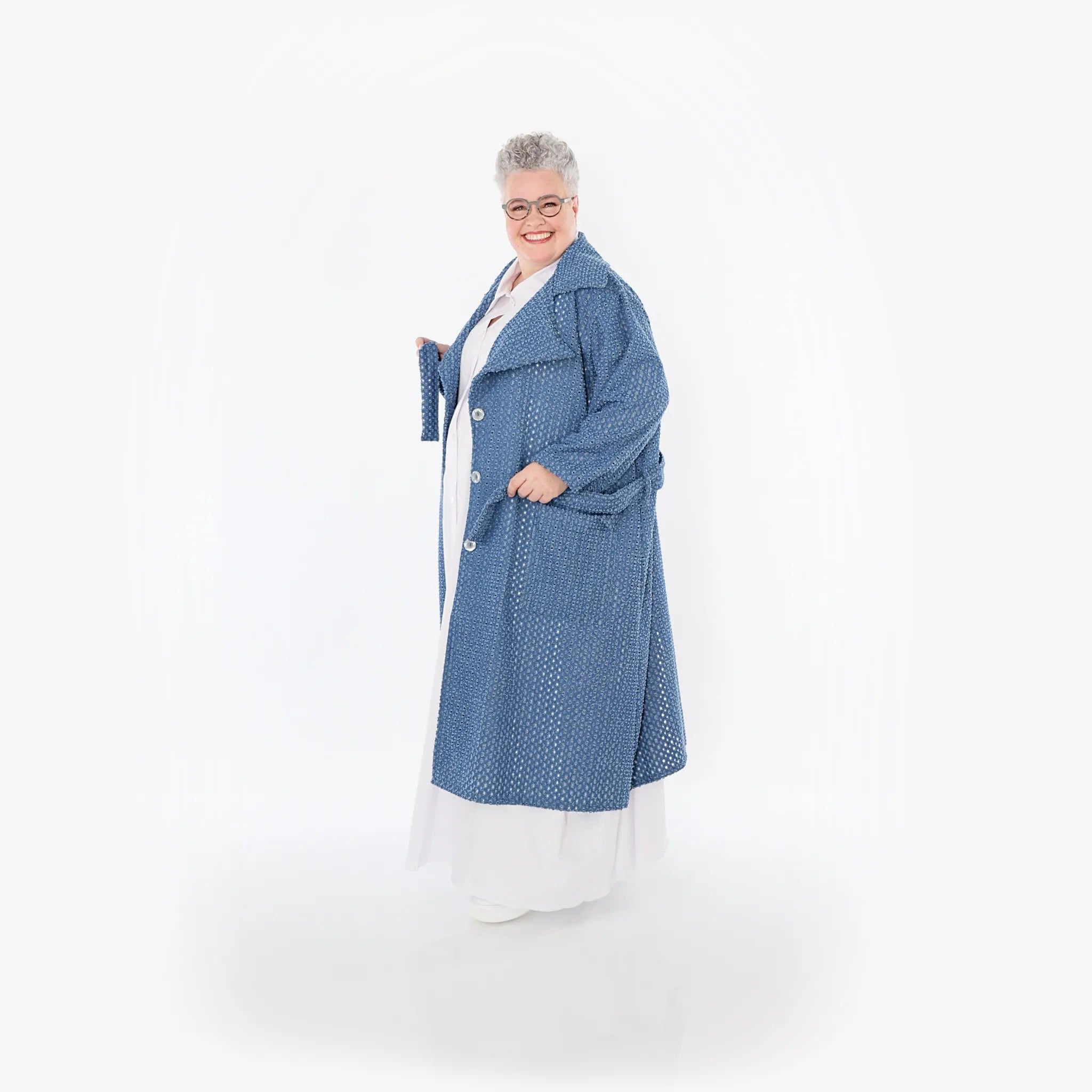 A-Form Mantel von AKH Fashion aus Baumwolle, 1483.07088, Jeansblau, Ausgefallen, Zeitlos