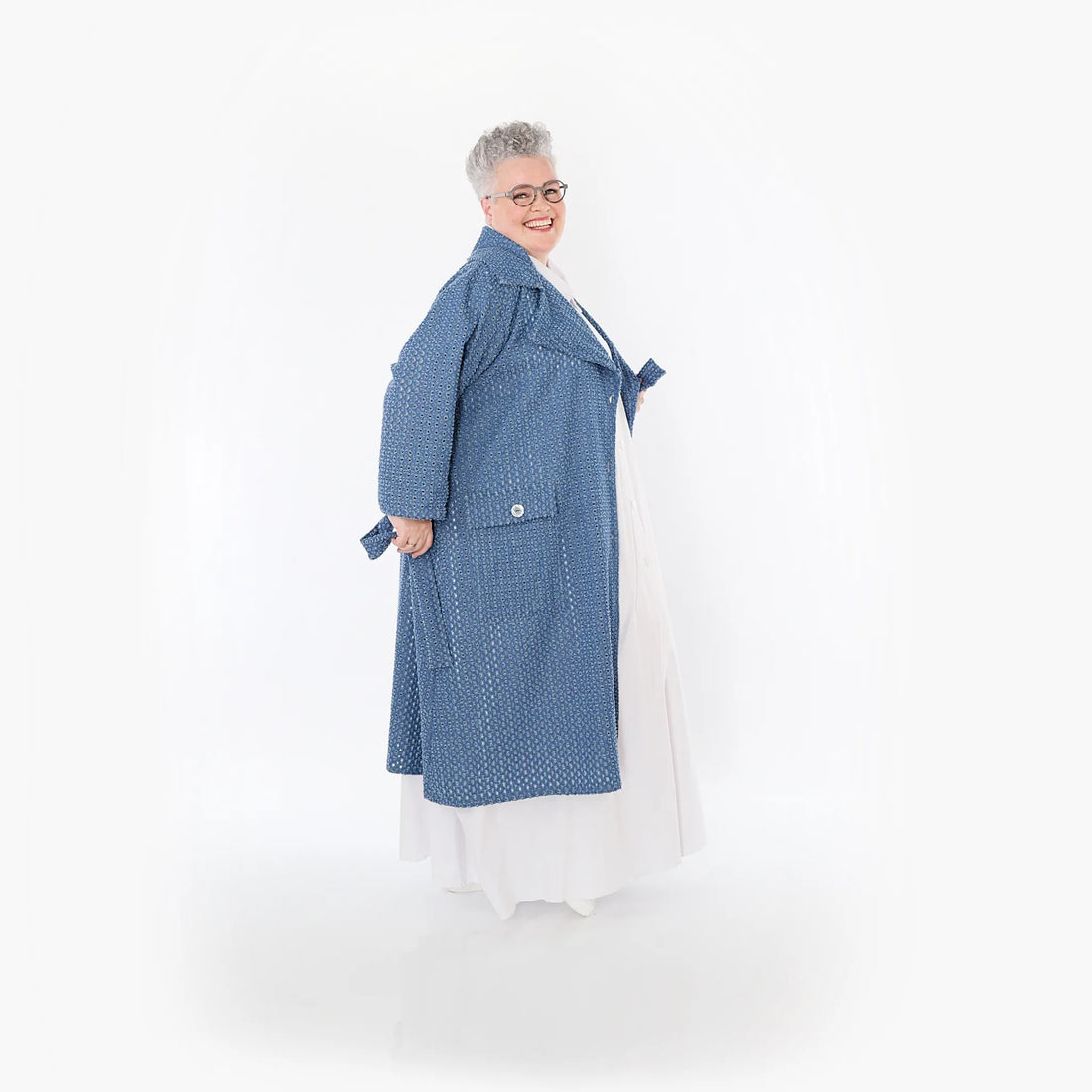 A-Form Mantel von AKH Fashion aus Baumwolle, 1483.07088, Jeansblau, Ausgefallen, Zeitlos