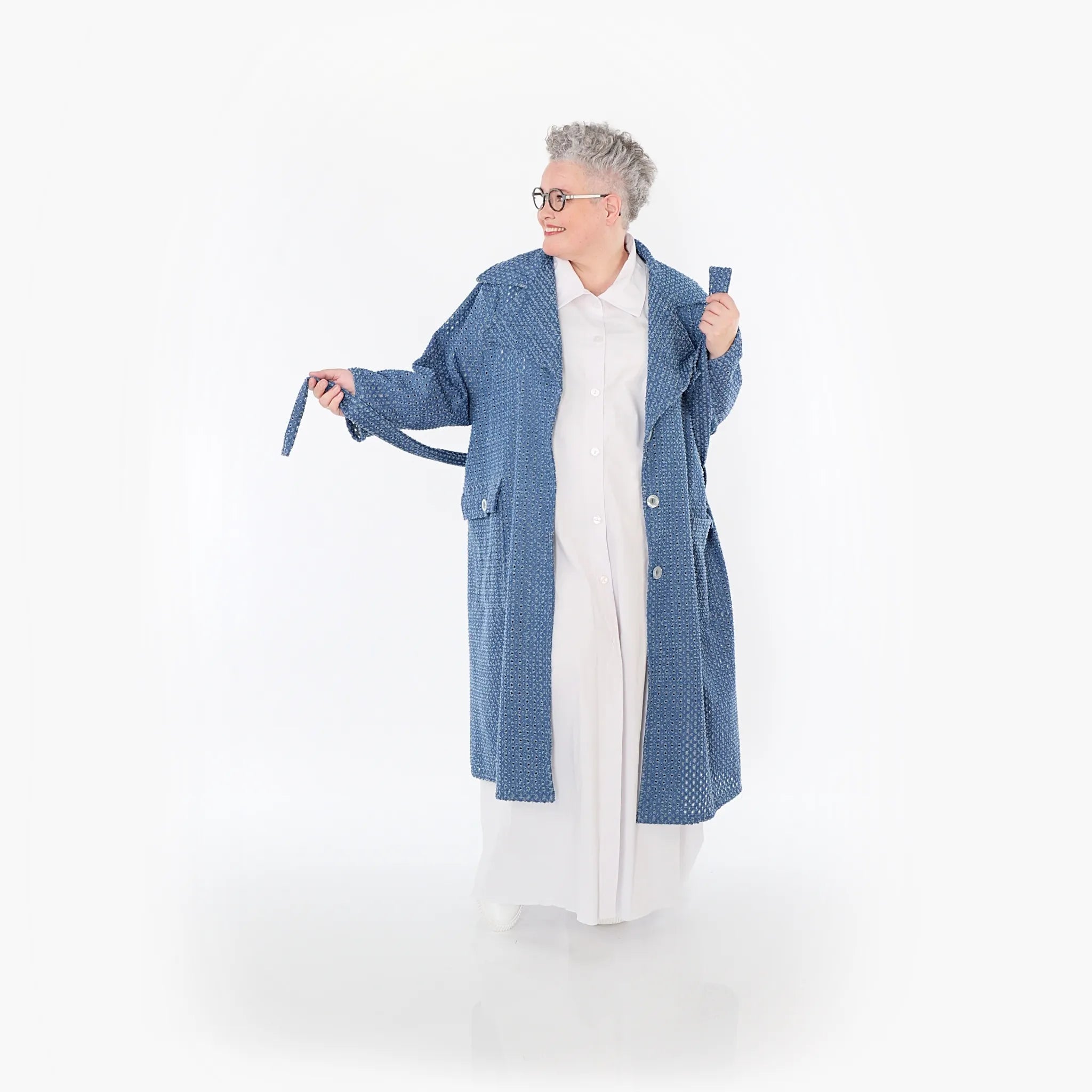 A-Form Mantel von AKH Fashion aus Baumwolle, 1483.07088, Jeansblau, Ausgefallen, Zeitlos