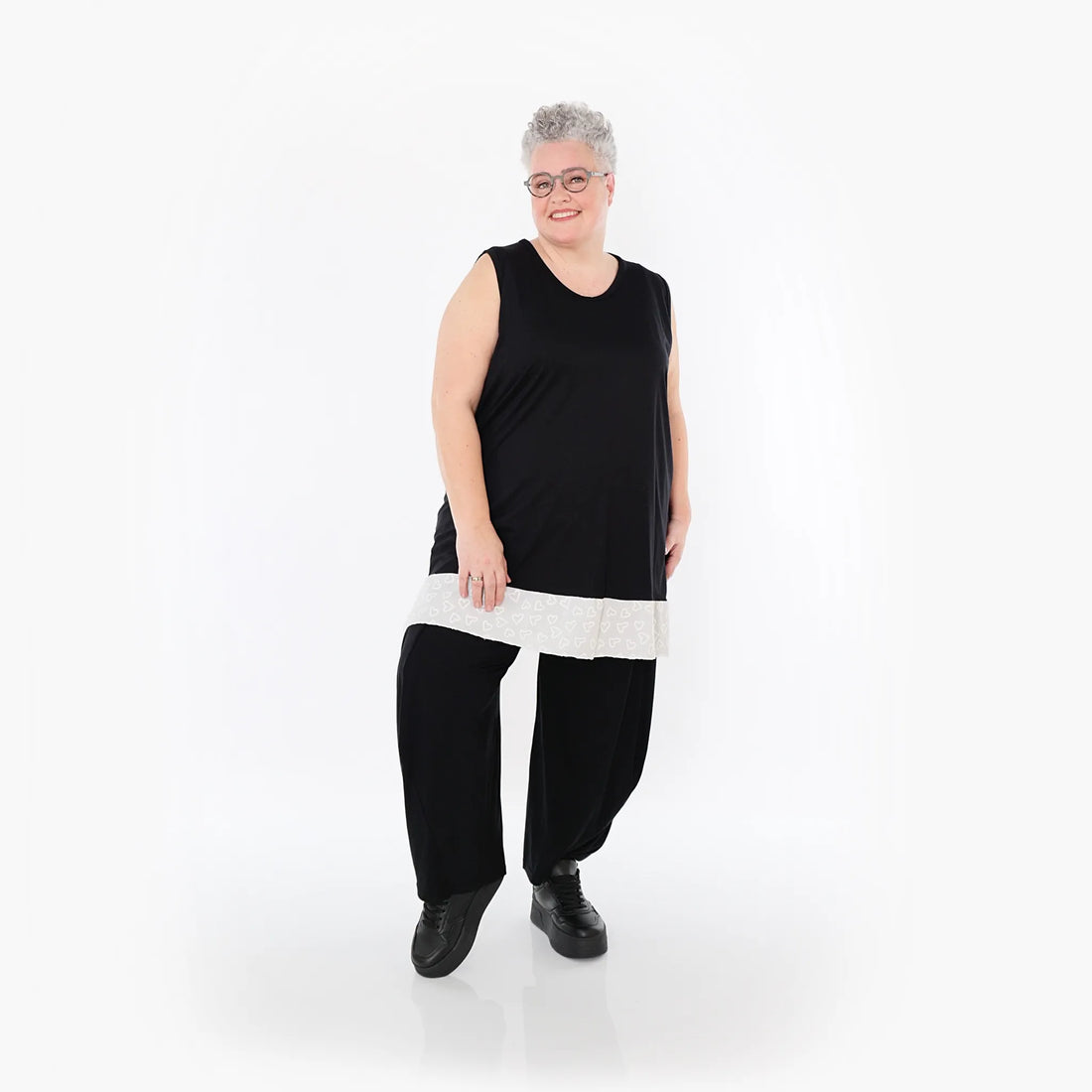  AKH Fashion Top in gerader Form, aus Viskose, 1484.06675, Schwarz/Weiß, Ausgefallen