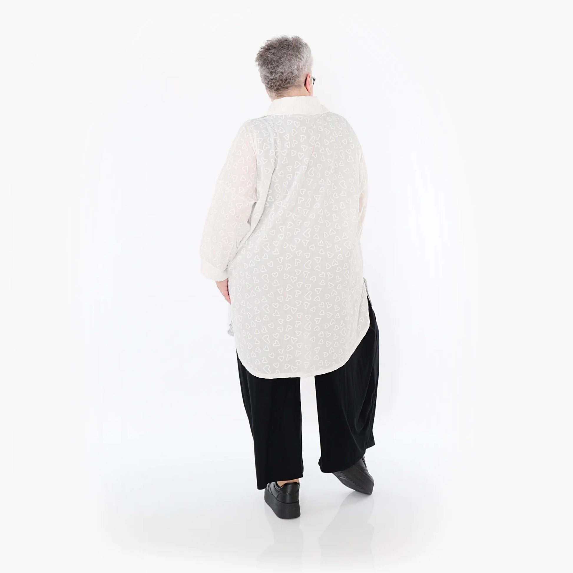  AKH Fashion Bluse in gerader Form, aus Baumwolle, 1484.07087, Weiß, Herzen, Ausgefallen