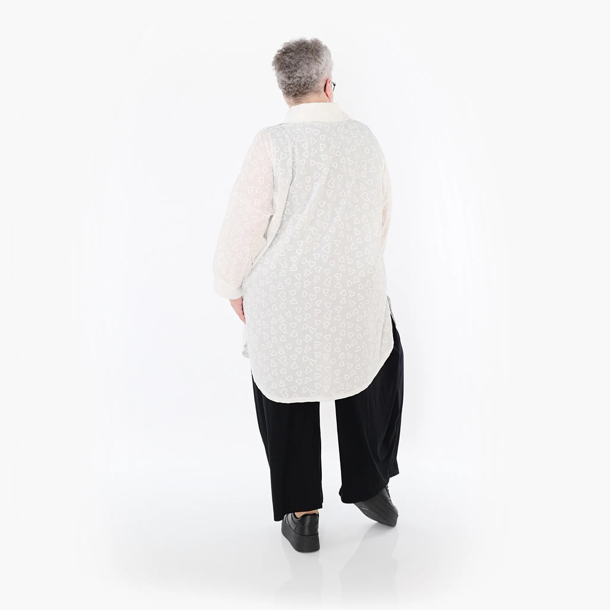  AKH Fashion Bluse in gerader Form, aus Baumwolle, 1484.07087, Weiß, Herzen, Ausgefallen