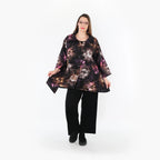  A-Form Jacke von AKH Fashion aus Viskose, 1491.07090, Schwarz/Fuchsia/Multi, Blumen