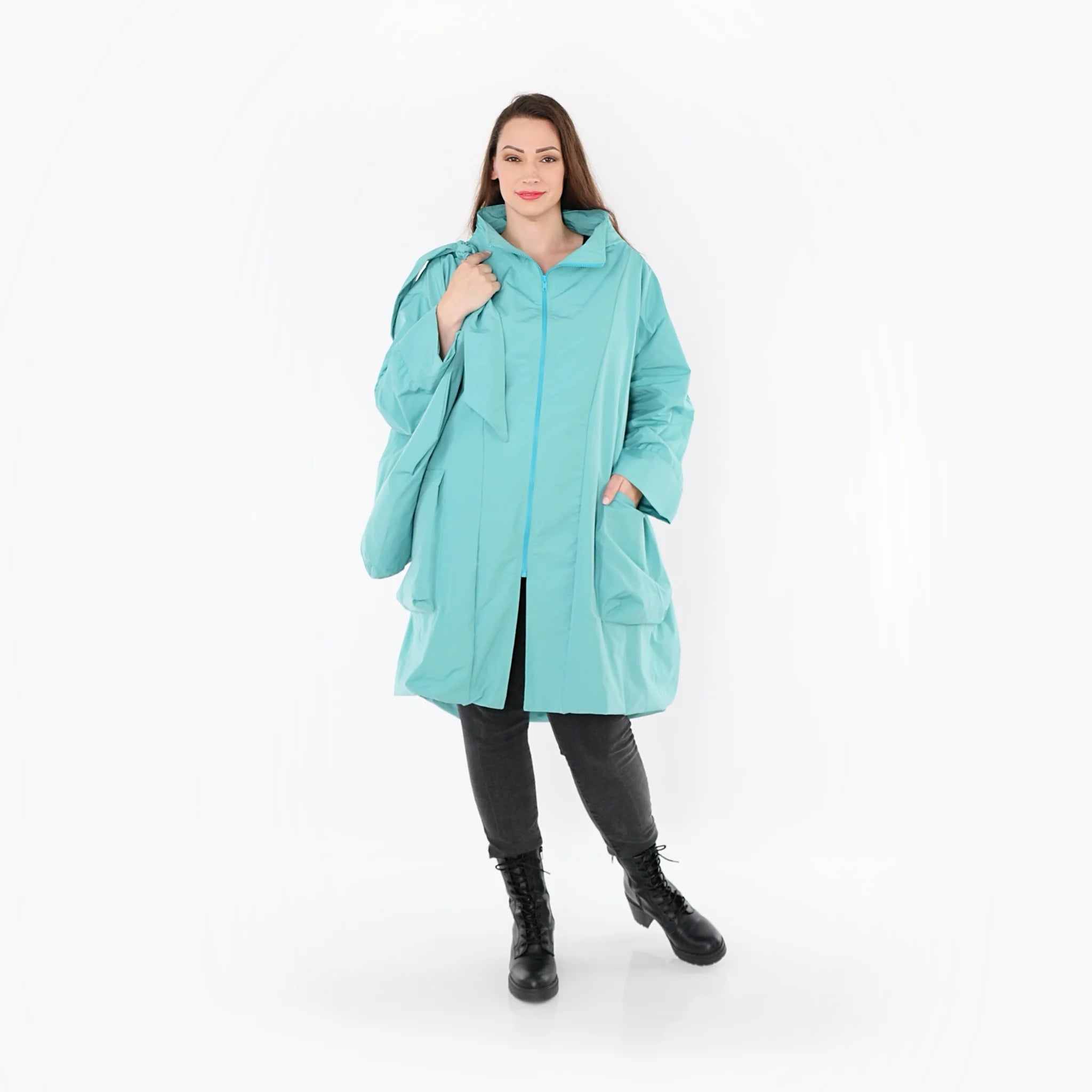  AKH Fashion Mantel in Vokuhila-Form, aus Baumwolle, 1493.02276, Mint, Ausgefallen, Zeitlos