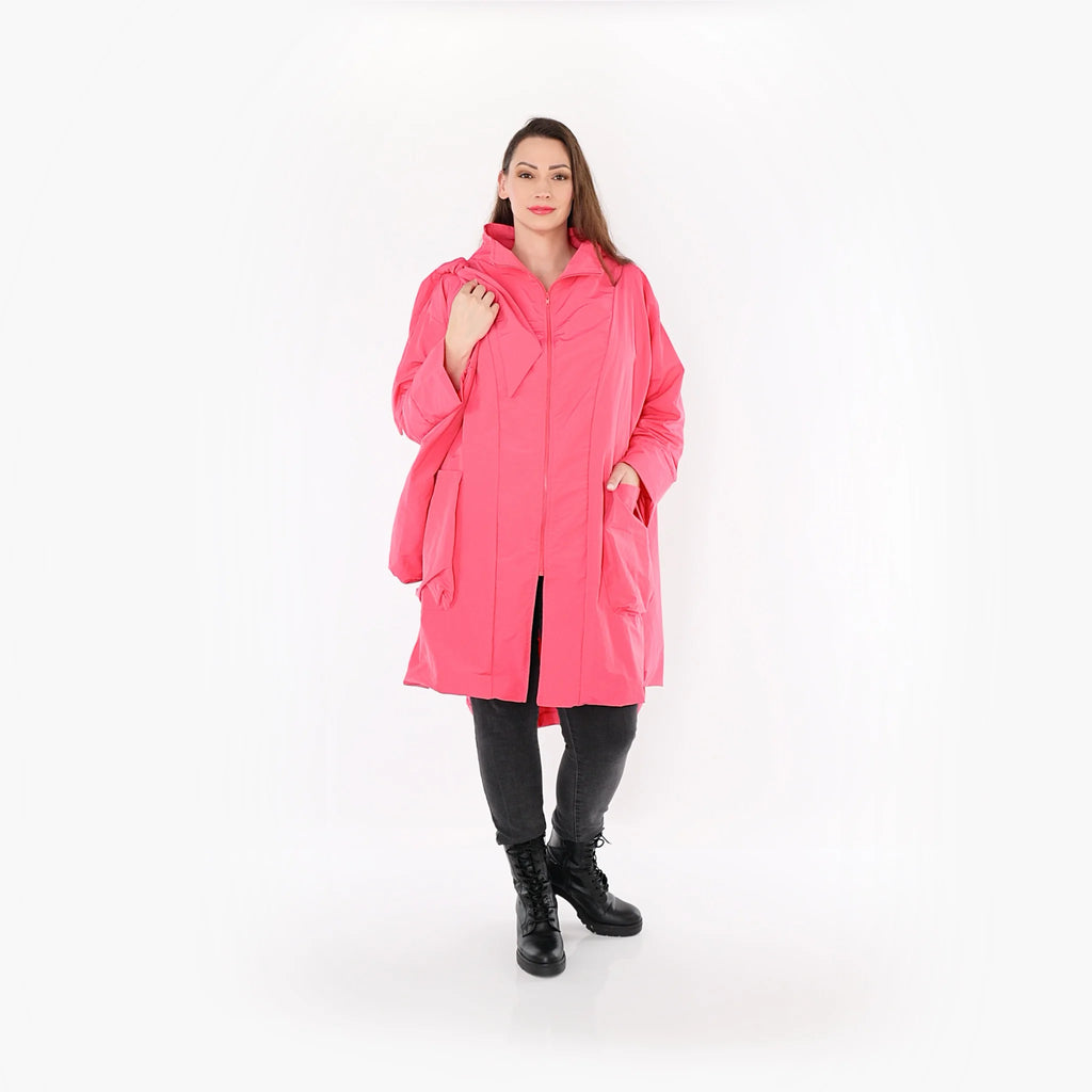  AKH Fashion Mantel in Vokuhila-Form, aus Baumwolle, 1493.02276, Pink, Ausgefallen, Zeitlos