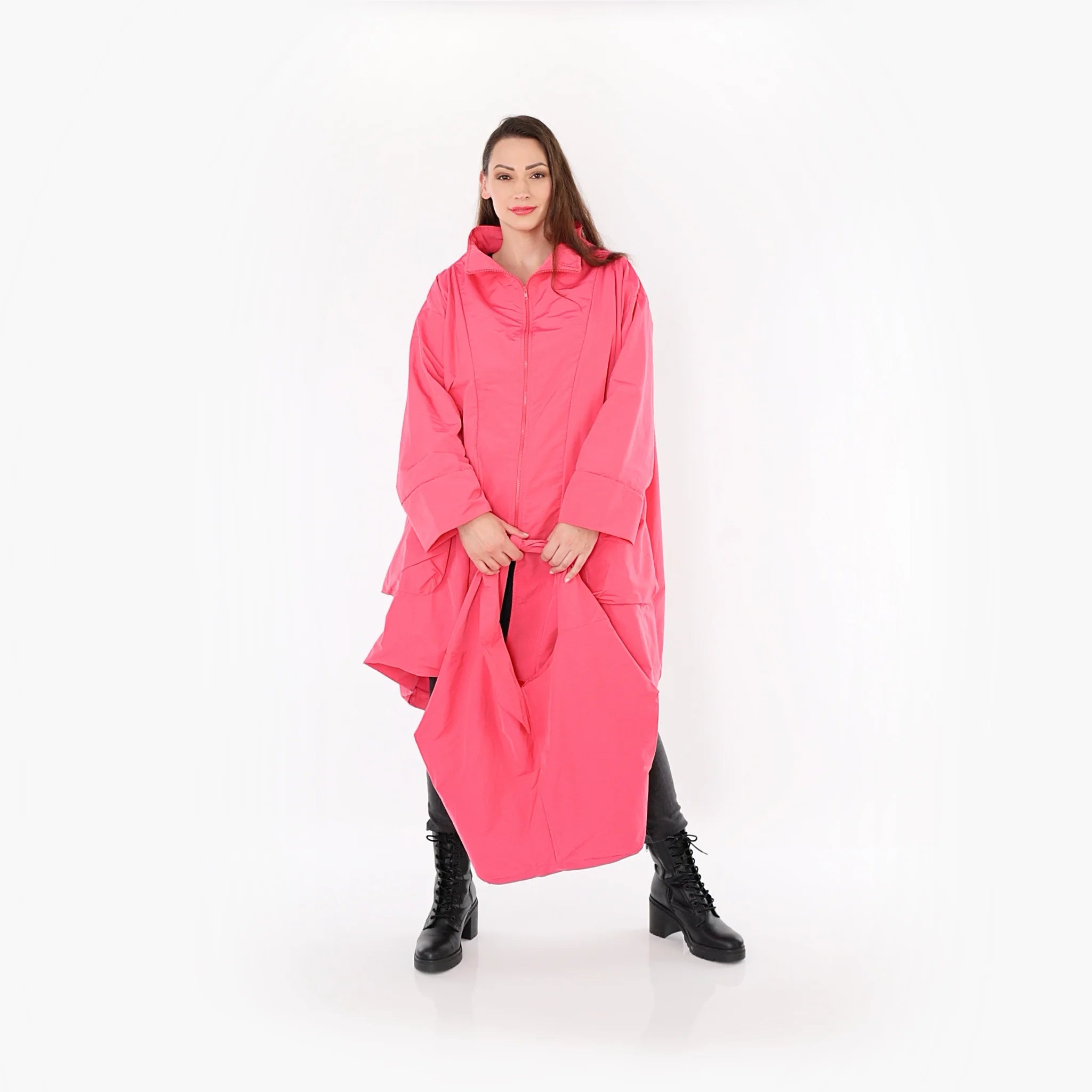  AKH Fashion Mantel in Vokuhila-Form, aus Baumwolle, 1493.02276, Pink, Ausgefallen, Zeitlos