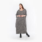  Ballonkleid von AKH Fashion aus Materialmix, 1496.01926, Grau/Schwarz/Blau, Leopard