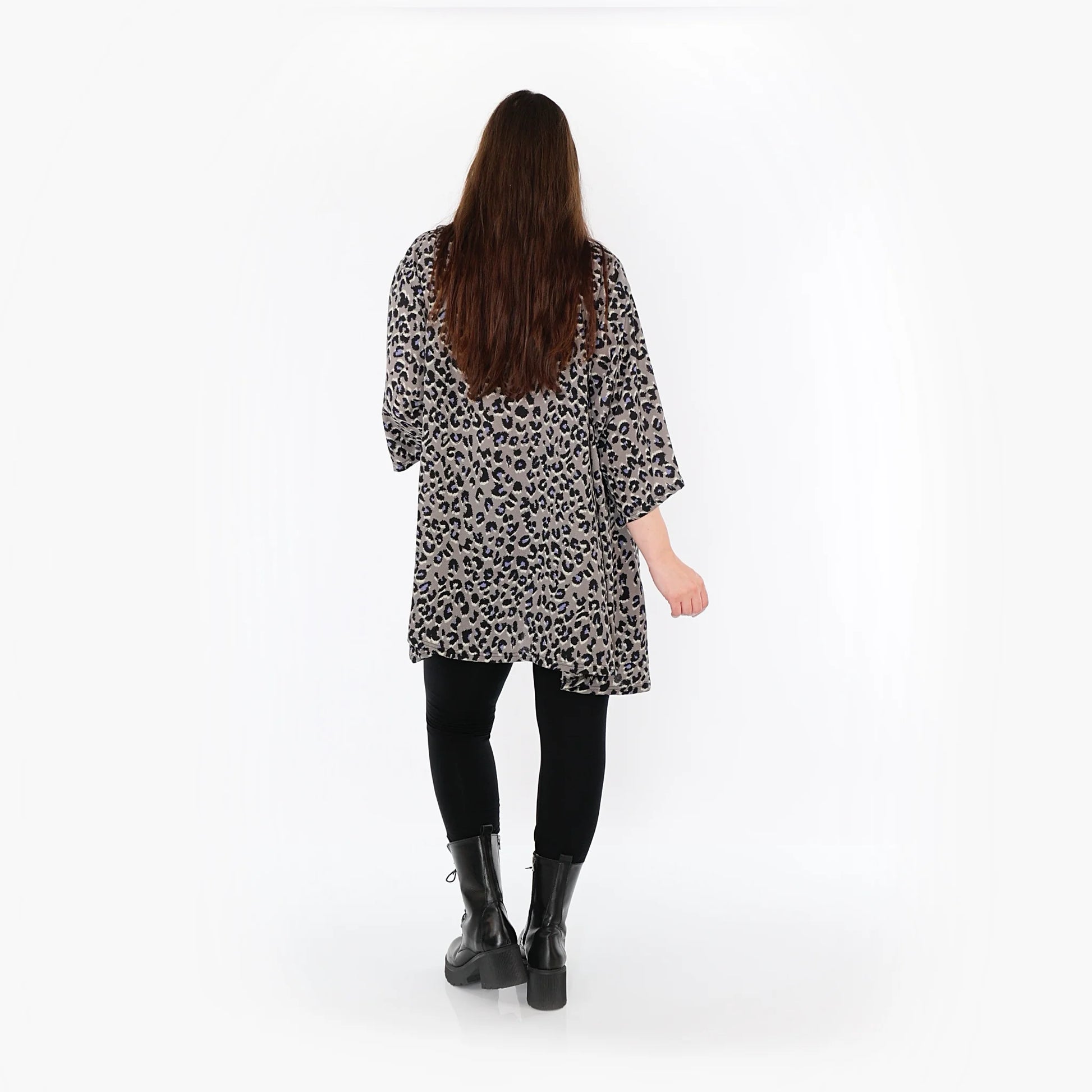  A-Form Bigshirt von AKH Fashion aus Materialmix, 1496.00593, Grau/Schwarz/Blau, Leopard