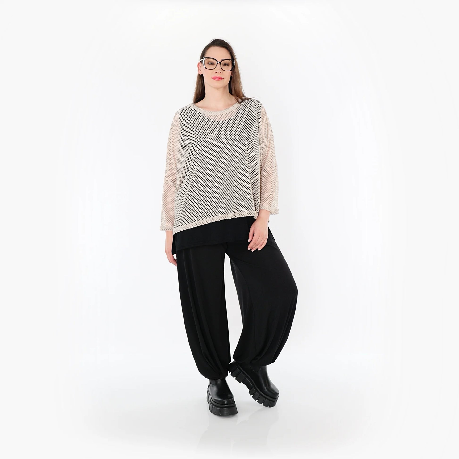  AKH Fashion Bigshirt in gerader Form, aus Baumwolle, 1500.06721, Beige, Ausgefallen, Zeitlos