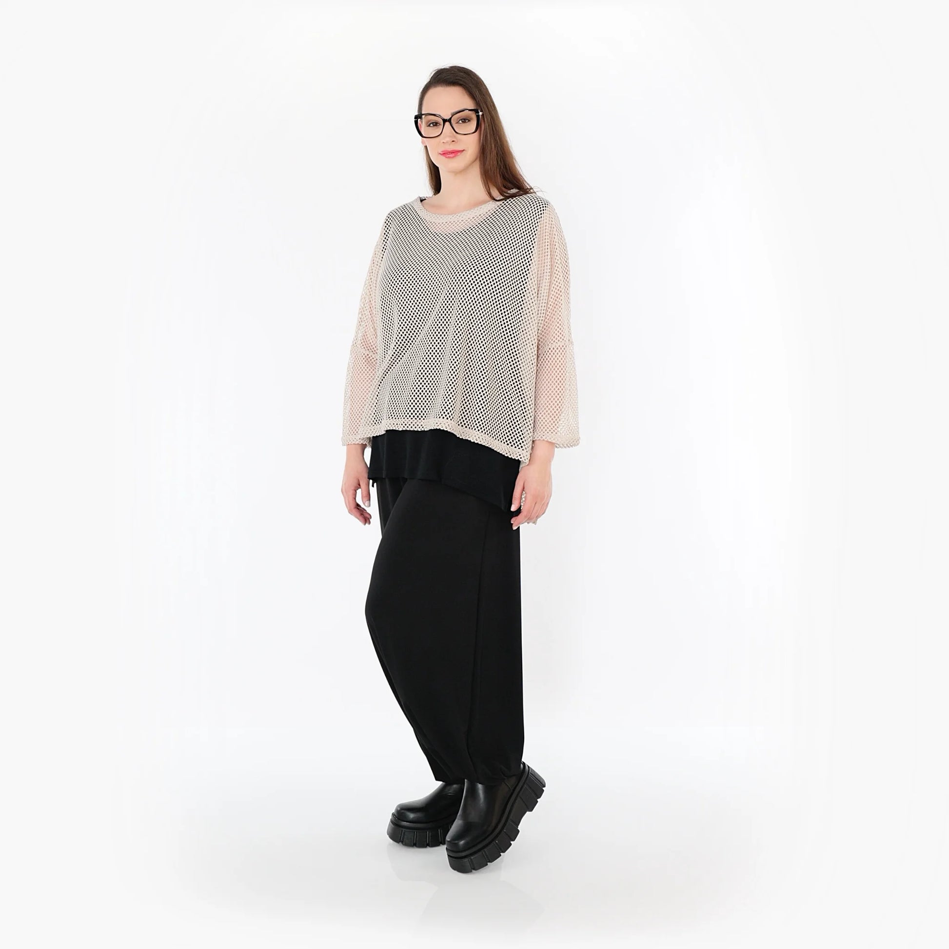  AKH Fashion Bigshirt in gerader Form, aus Baumwolle, 1500.06721, Beige, Ausgefallen, Zeitlos