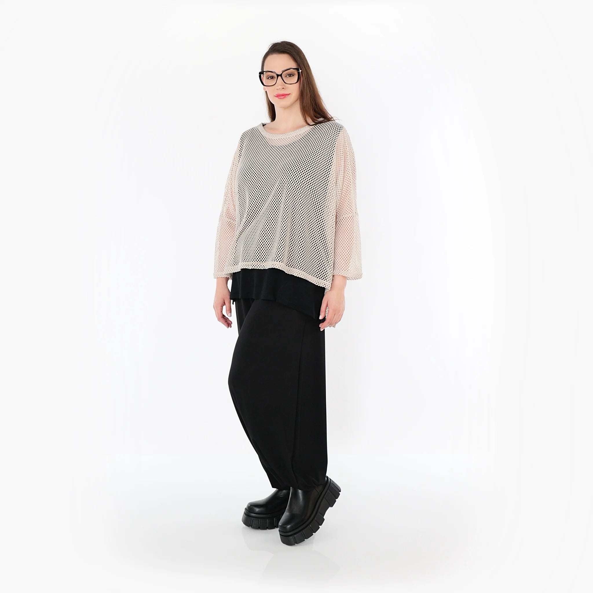  AKH Fashion Bigshirt in gerader Form, aus Baumwolle, 1500.06721, Beige, Ausgefallen, Zeitlos