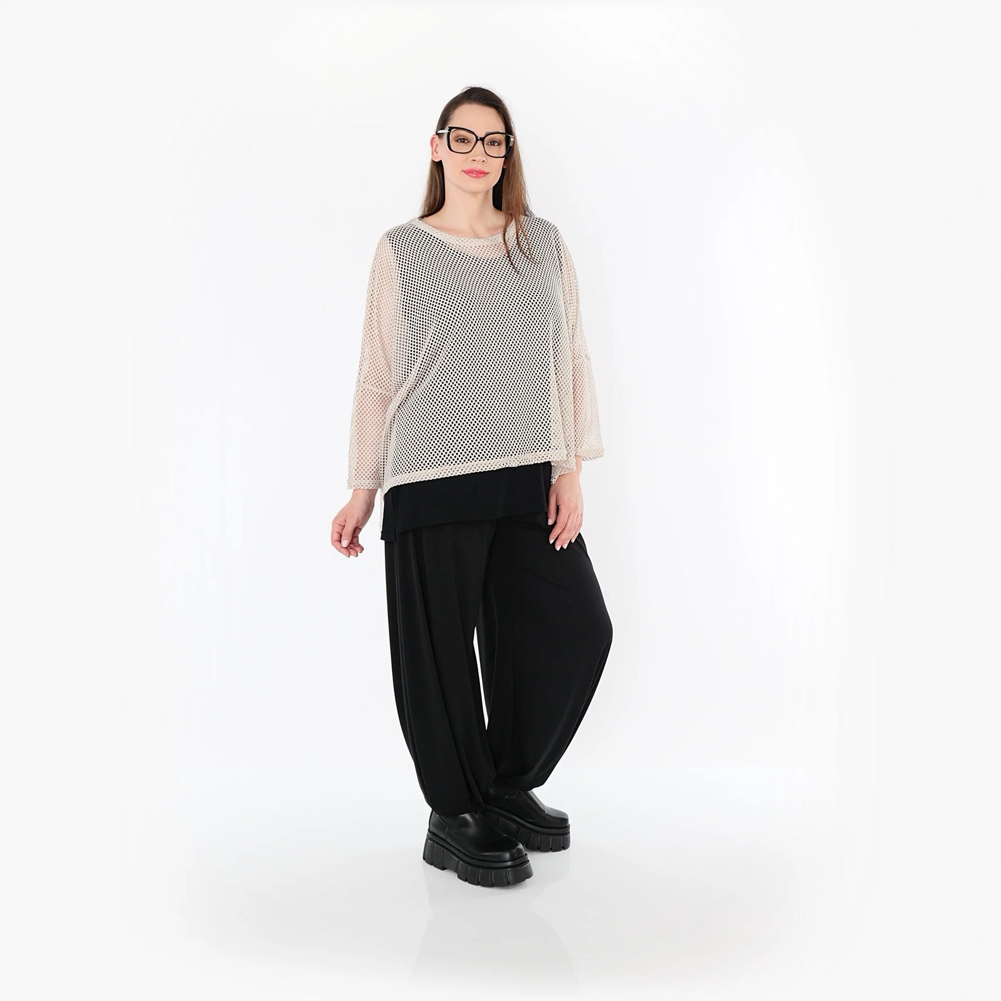  AKH Fashion Bigshirt in gerader Form, aus Baumwolle, 1500.06721, Beige, Ausgefallen, Zeitlos