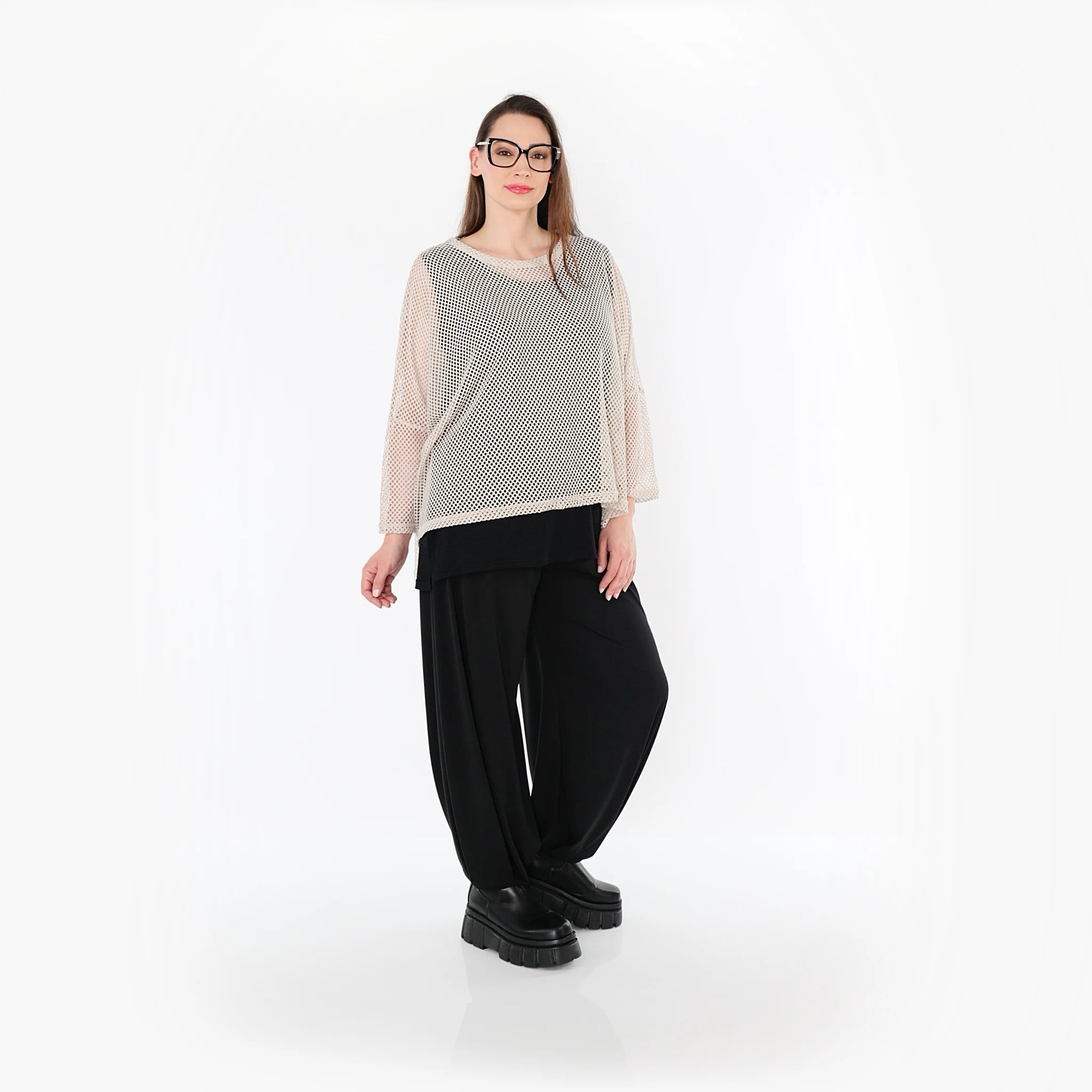  AKH Fashion Bigshirt in gerader Form, aus Baumwolle, 1500.06721, Beige, Ausgefallen, Zeitlos
