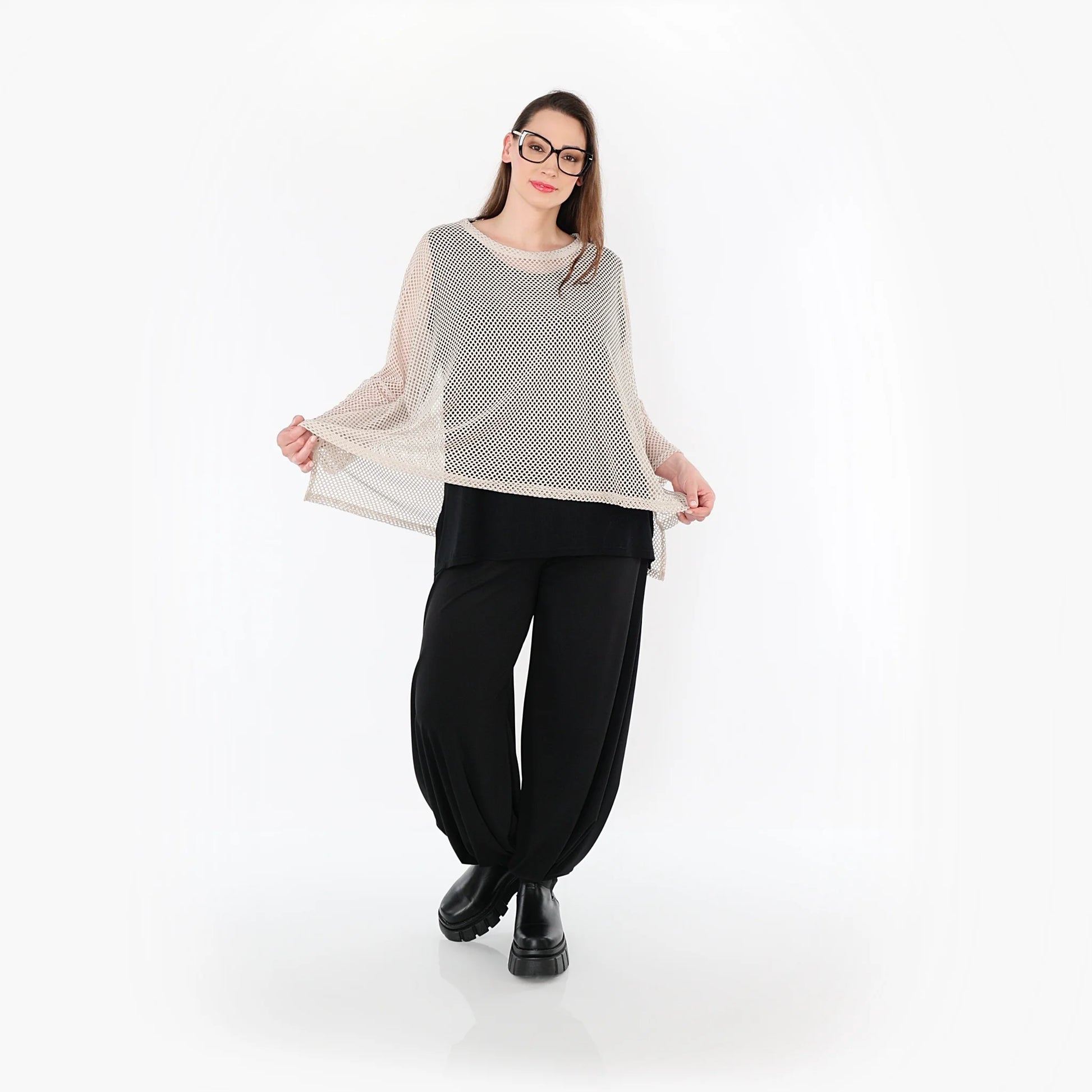  AKH Fashion Bigshirt in gerader Form, aus Baumwolle, 1500.06721, Beige, Ausgefallen, Zeitlos