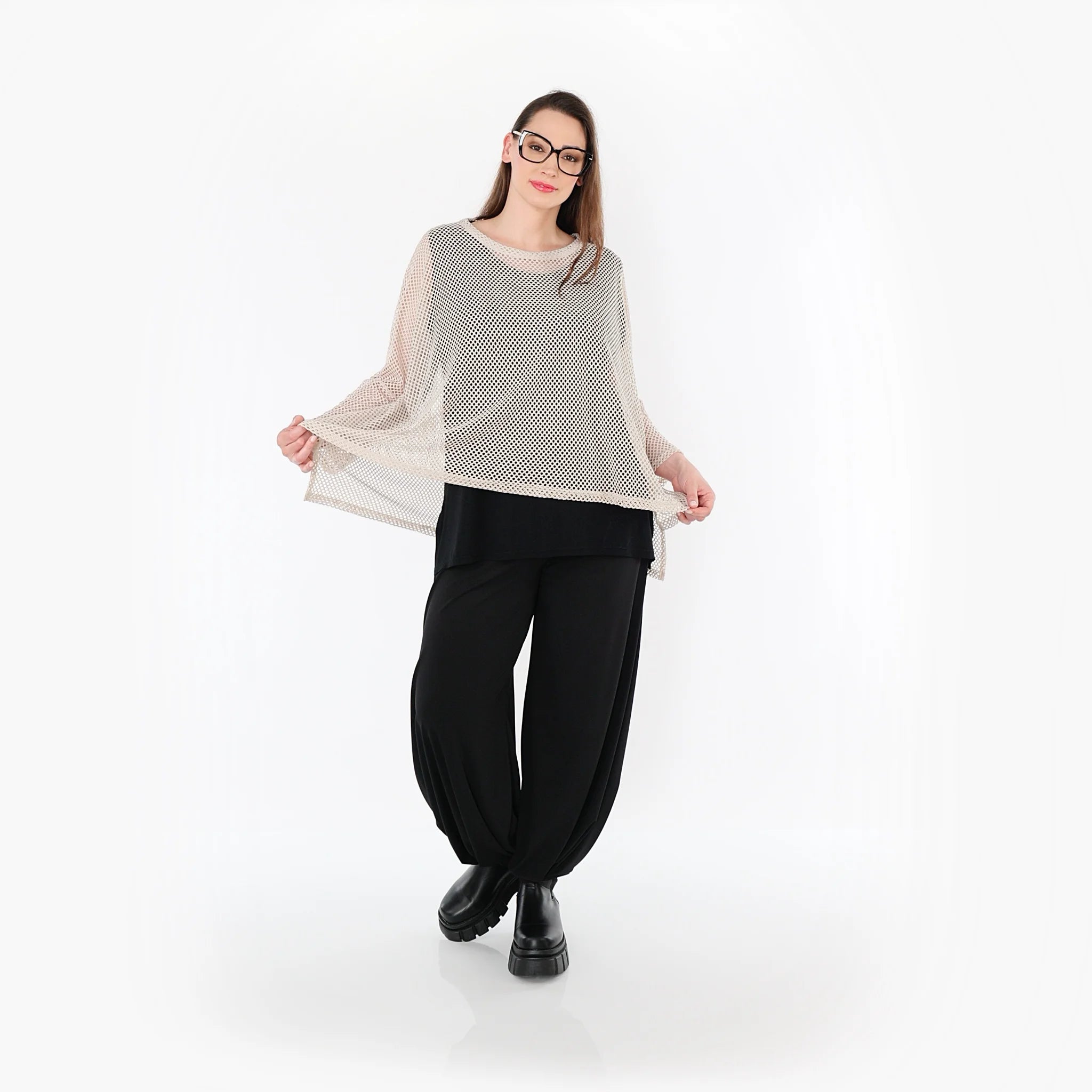  AKH Fashion Bigshirt in gerader Form, aus Baumwolle, 1500.06721, Beige, Ausgefallen, Zeitlos