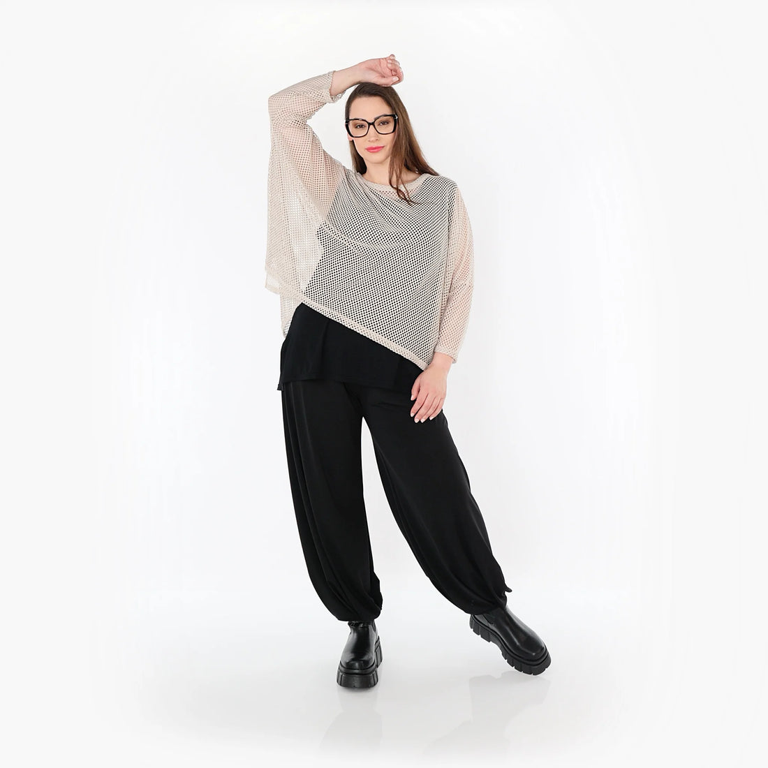  AKH Fashion Bigshirt in gerader Form, aus Baumwolle, 1500.06721, Beige, Ausgefallen, Zeitlos