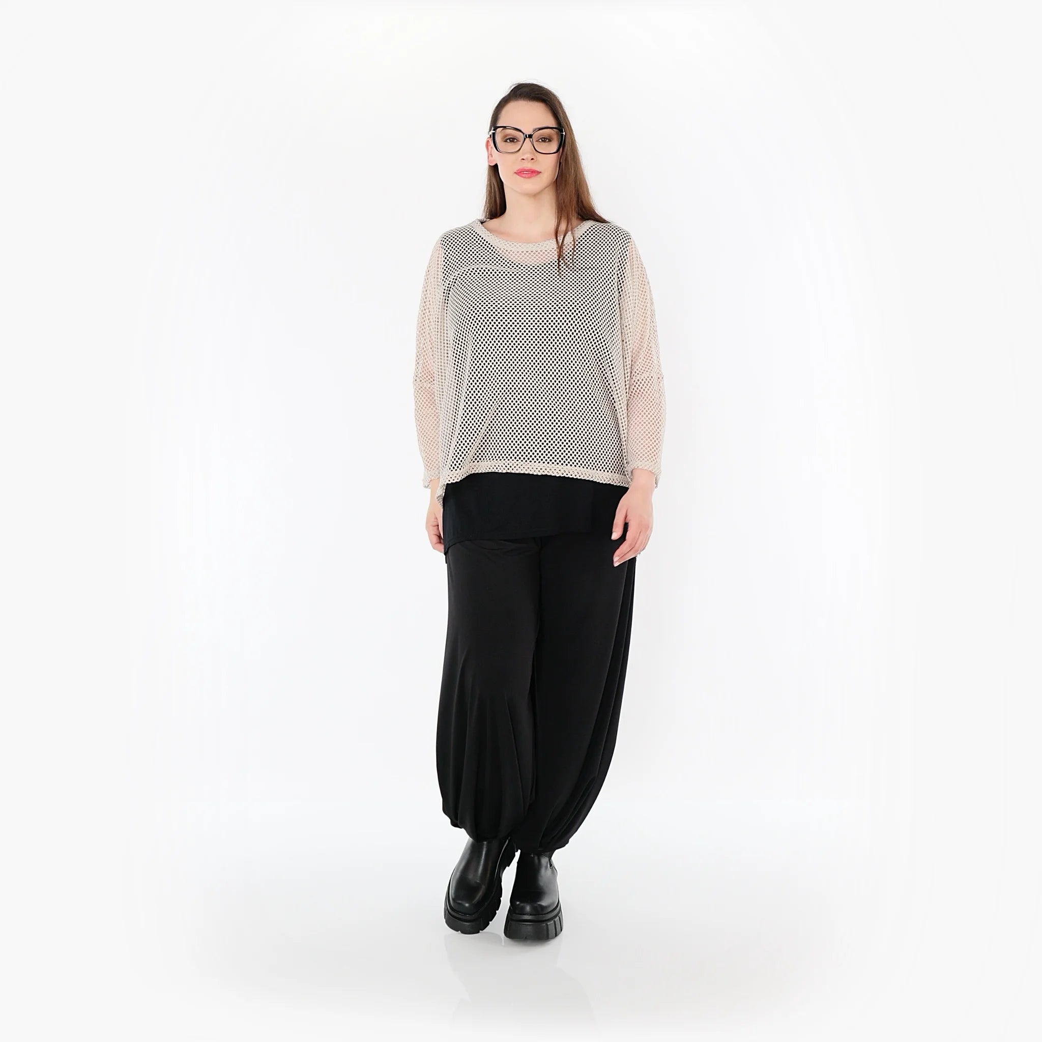  AKH Fashion Bigshirt in gerader Form, aus Baumwolle, 1500.06721, Beige, Ausgefallen, Zeitlos