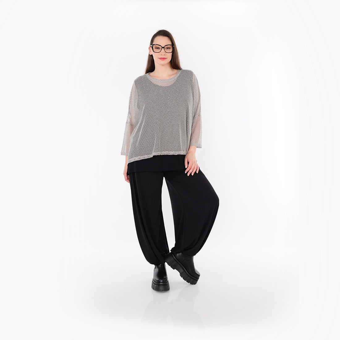  AKH Fashion Bigshirt in gerader Form, aus Baumwolle, 1500.06721, Grau, Ausgefallen, Zeitlos