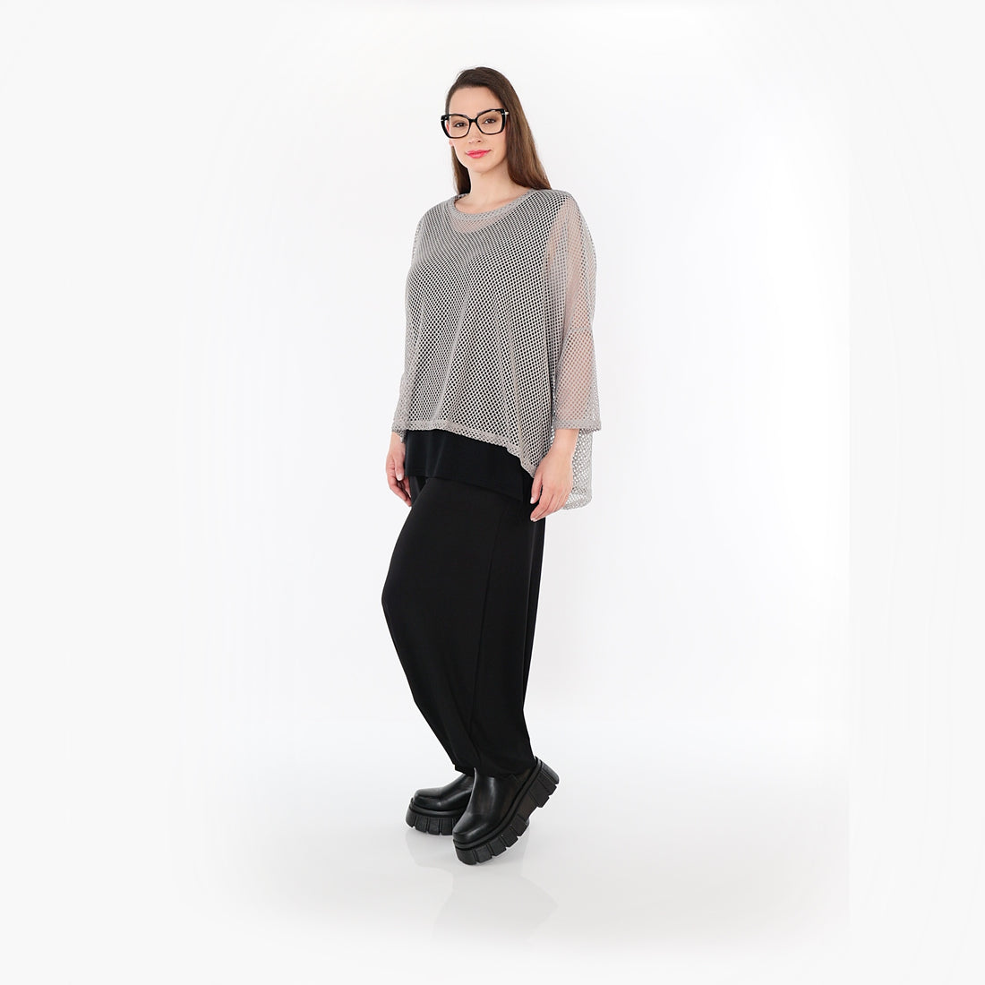  AKH Fashion Bigshirt in gerader Form, aus Baumwolle, 1500.06721, Grau, Ausgefallen, Zeitlos