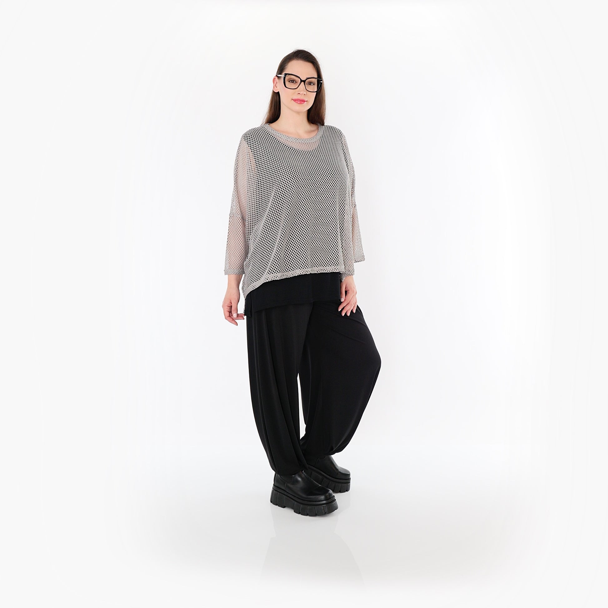  AKH Fashion Bigshirt in gerader Form, aus Baumwolle, 1500.06721, Grau, Ausgefallen, Zeitlos