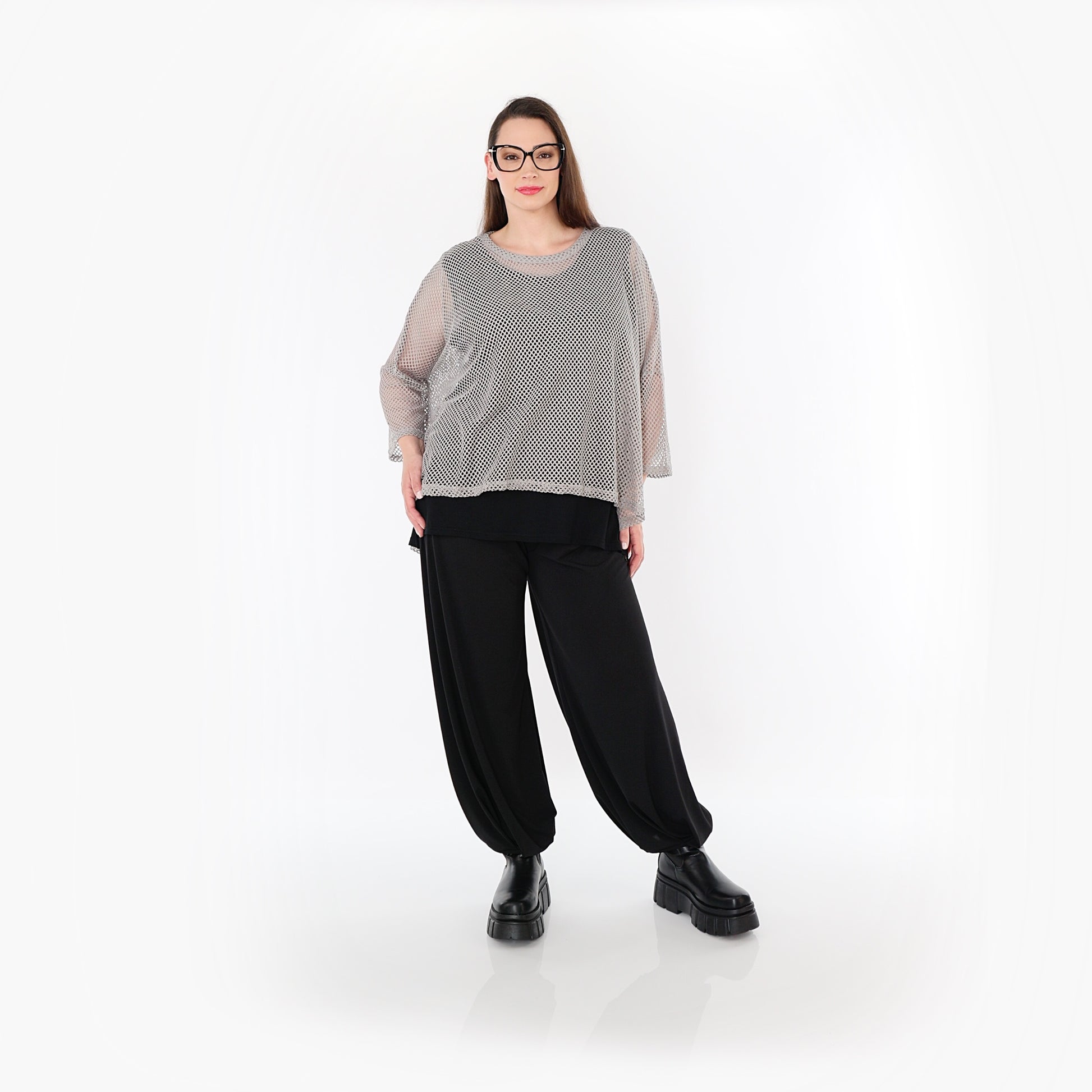  AKH Fashion Bigshirt in gerader Form, aus Baumwolle, 1500.06721, Grau, Ausgefallen, Zeitlos