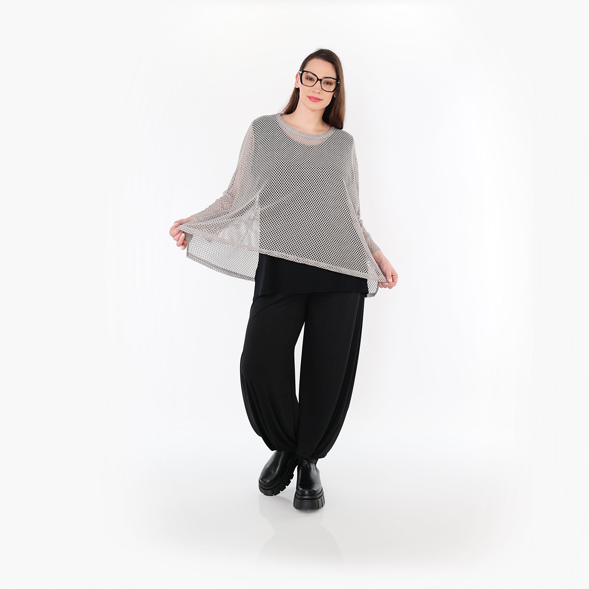  AKH Fashion Bigshirt in gerader Form, aus Baumwolle, 1500.06721, Grau, Ausgefallen, Zeitlos