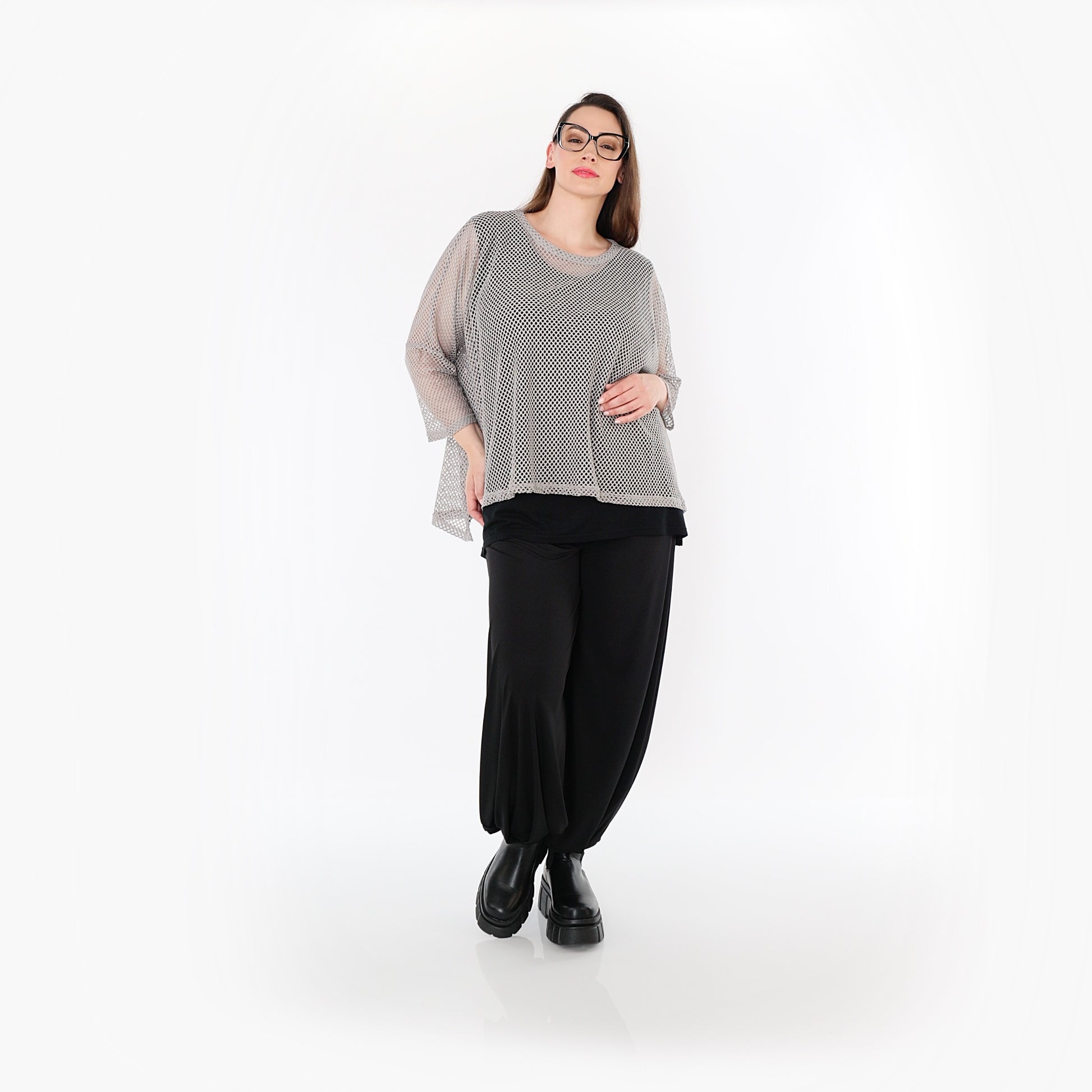  AKH Fashion Bigshirt in gerader Form, aus Baumwolle, 1500.06721, Grau, Ausgefallen, Zeitlos